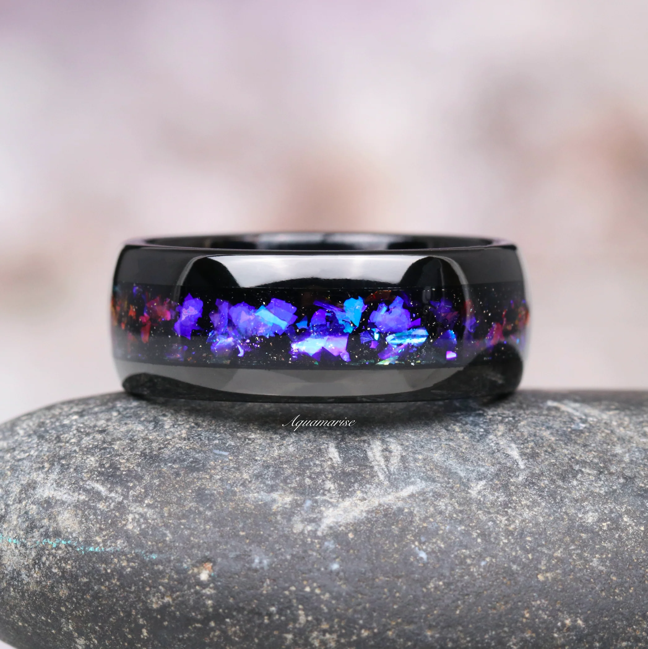 Cornflower Sapphire & Orion Nebula™ Couples Ring Set - Image 5