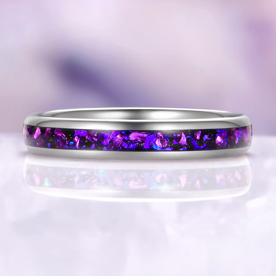 Crushed Alexandrite Wedding Band in Tungsten (4mm)