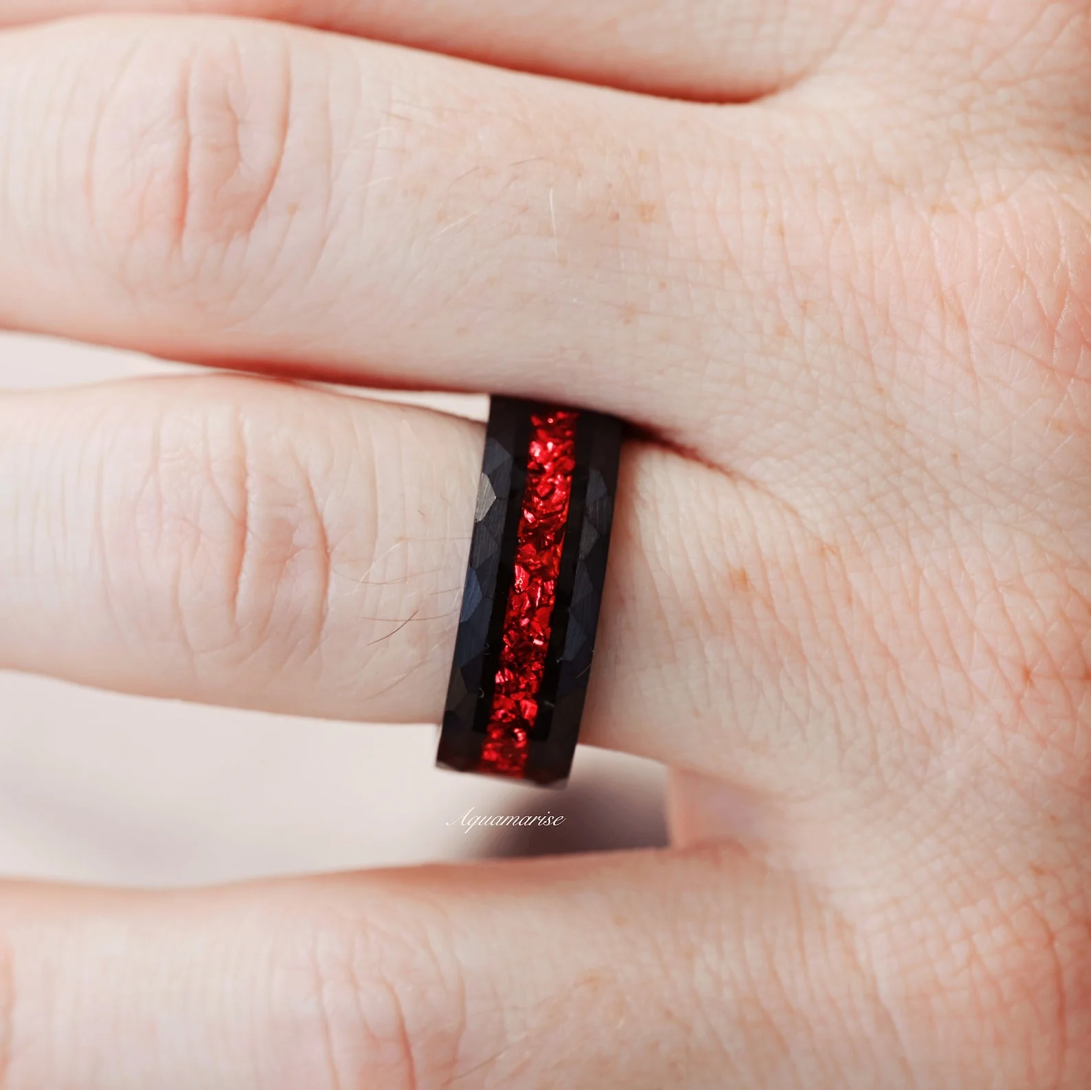 Crushed Red Garnet Couples Ring Set - Image 6