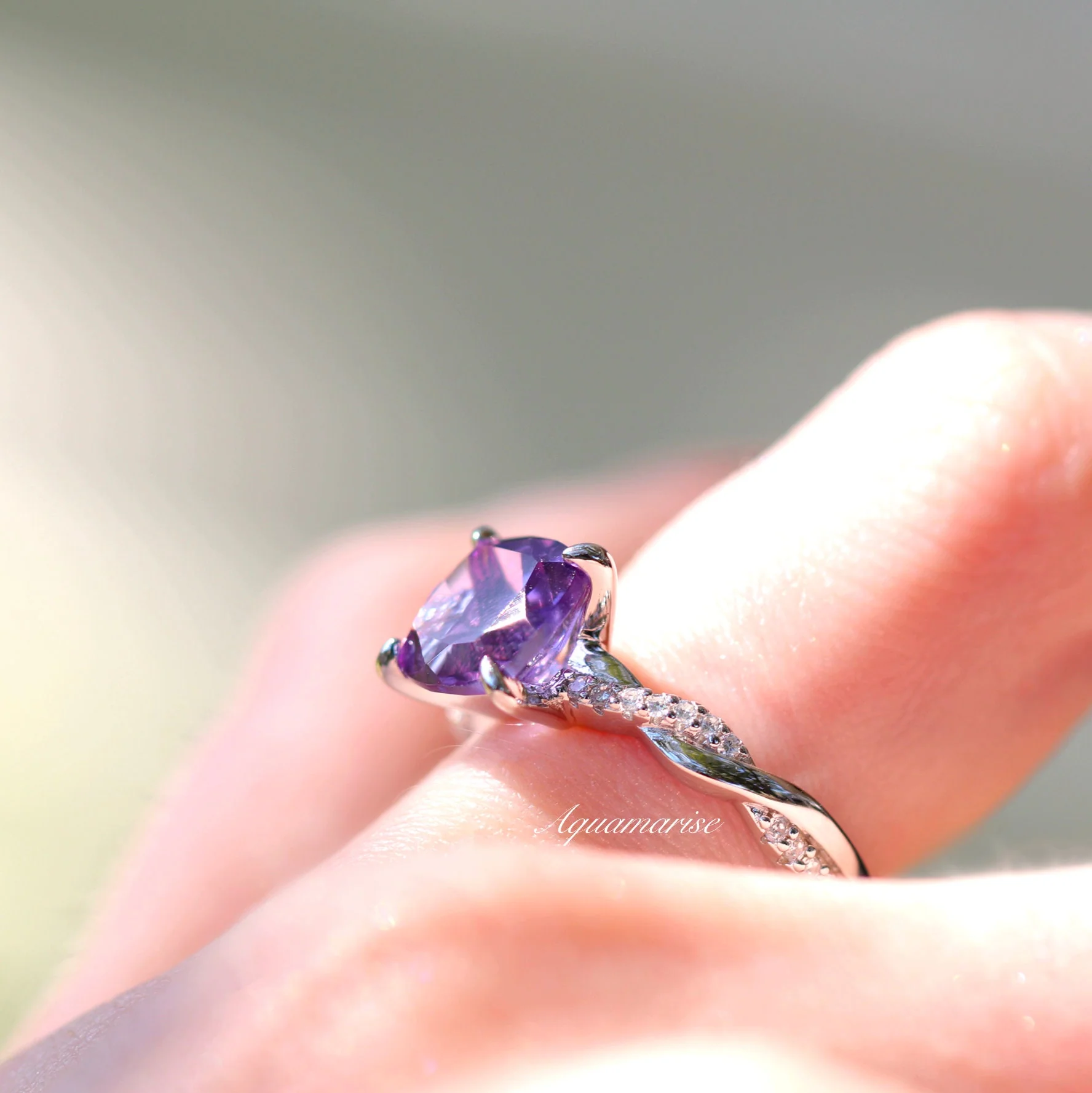 Sophia Twisted Vine Amethyst Ring in Sterling Silver - Image 3