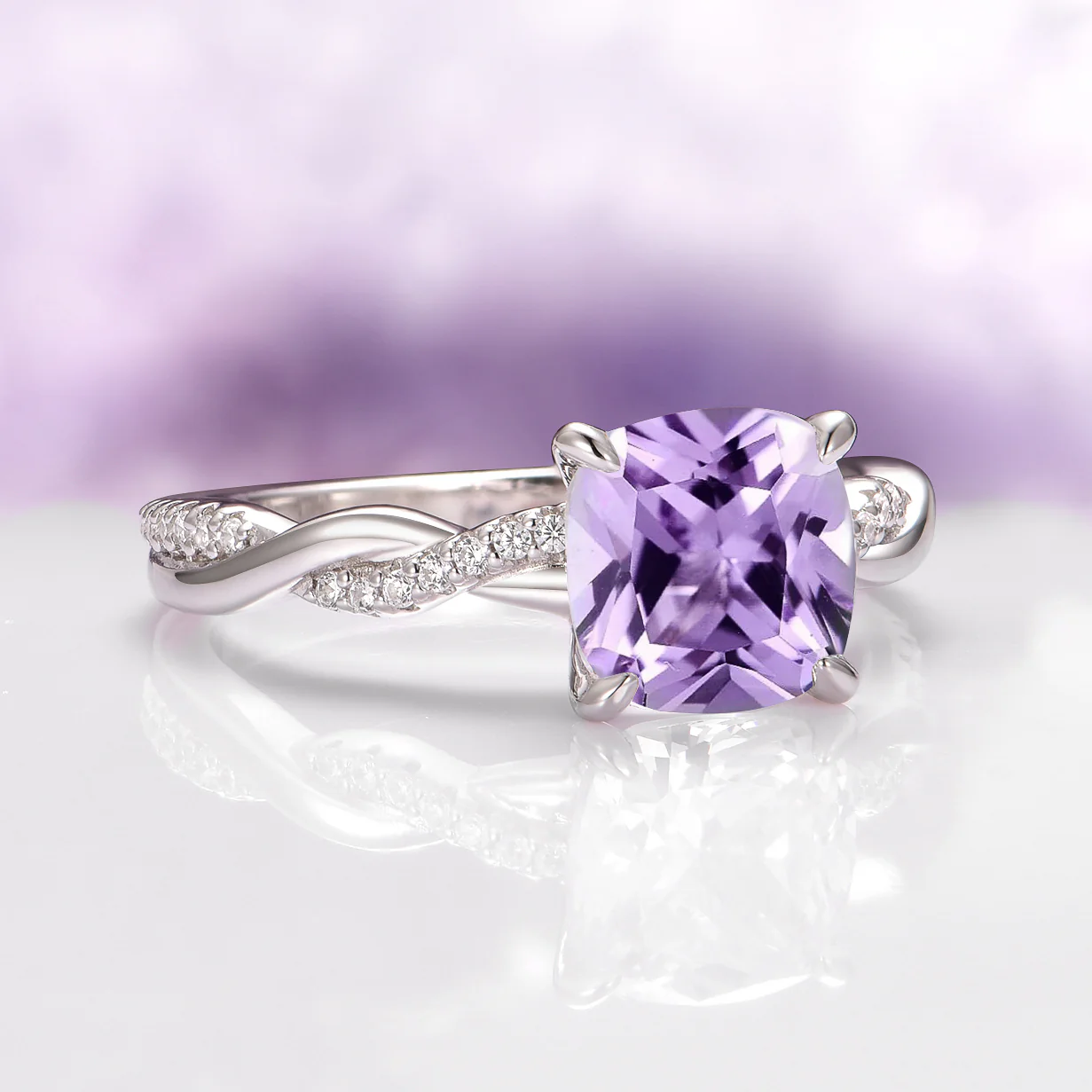 Sophia Twisted Vine Amethyst Ring in Sterling Silver - Image 4