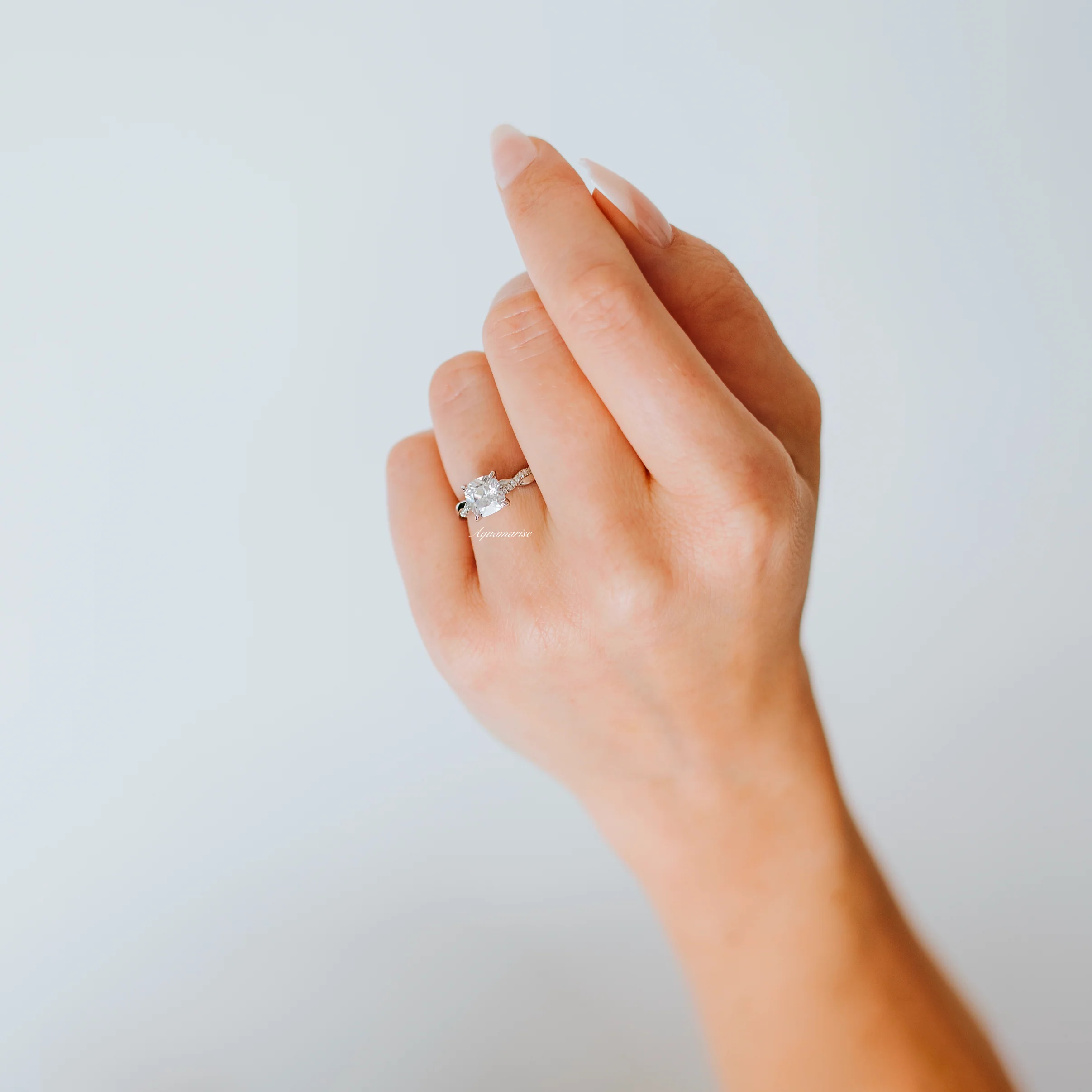 Sophia White Sapphire Engagement Ring in Sterling Silver - Image 4
