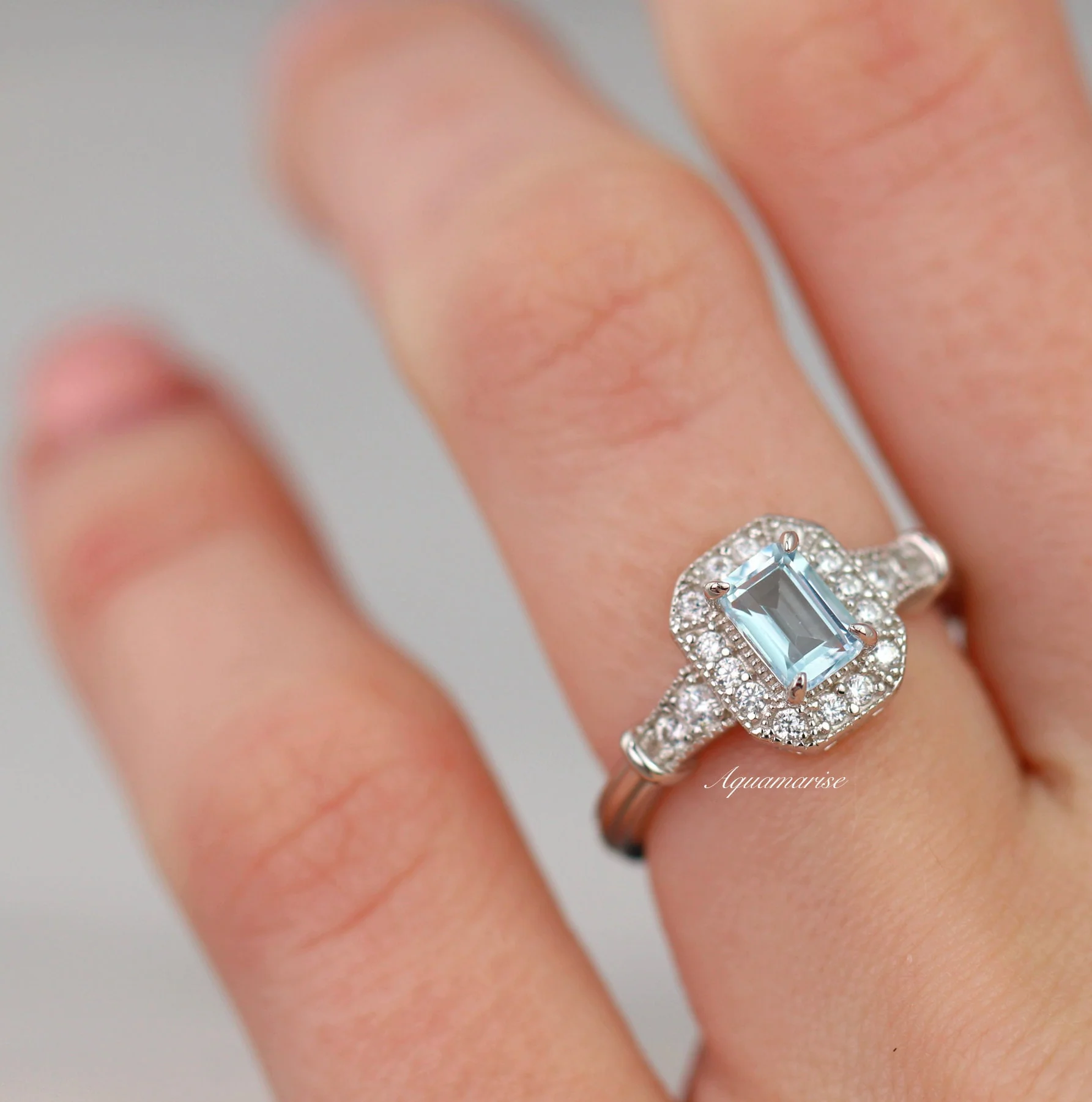 Cynthia Aquamarine Ring- Sterling Silver - Image 2