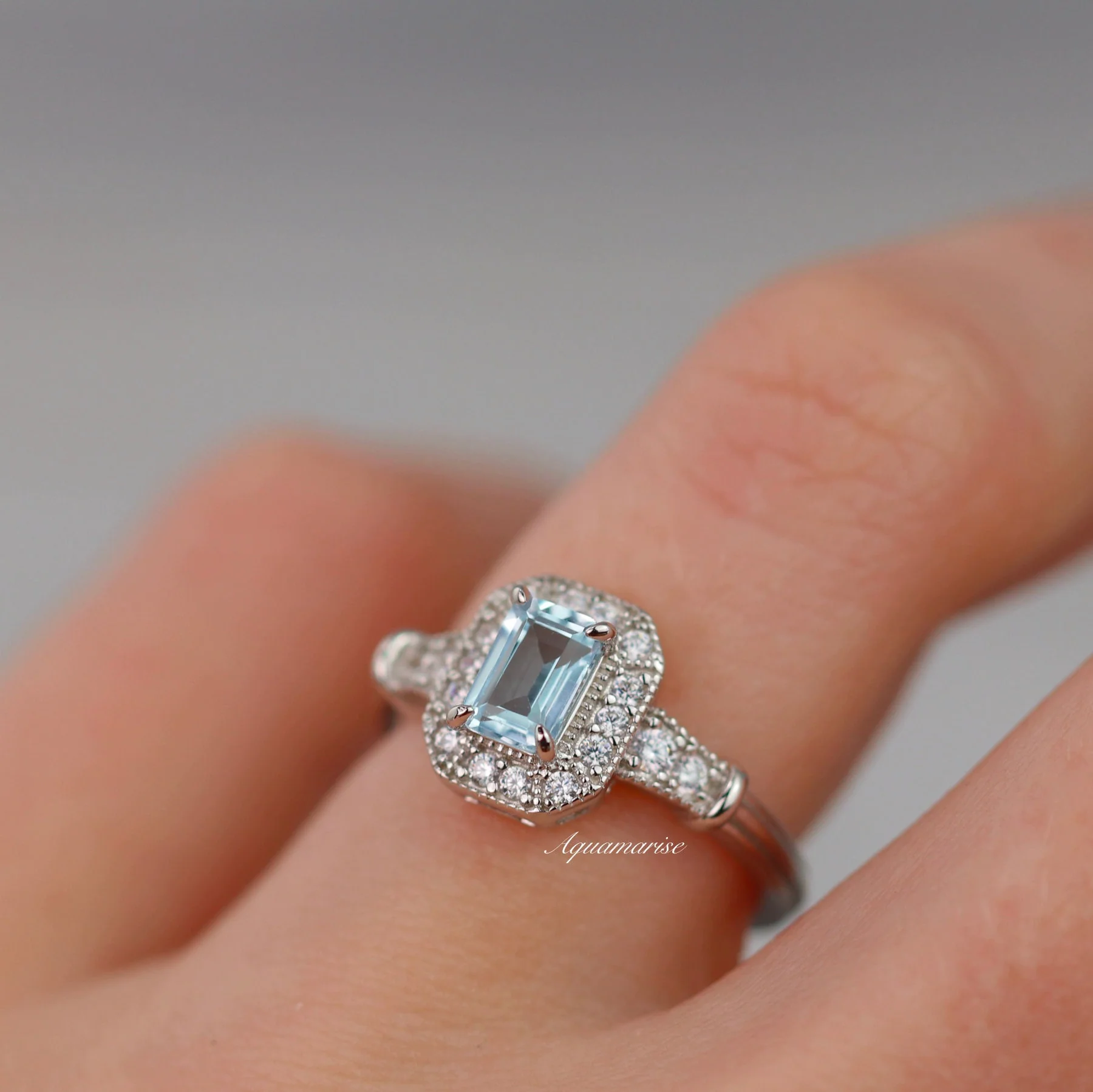 Cynthia Aquamarine Ring- Sterling Silver - Image 3