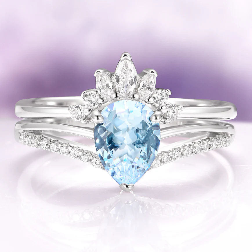 Dakota Teardrop Aquamarine Ring Set in Sterling Silver