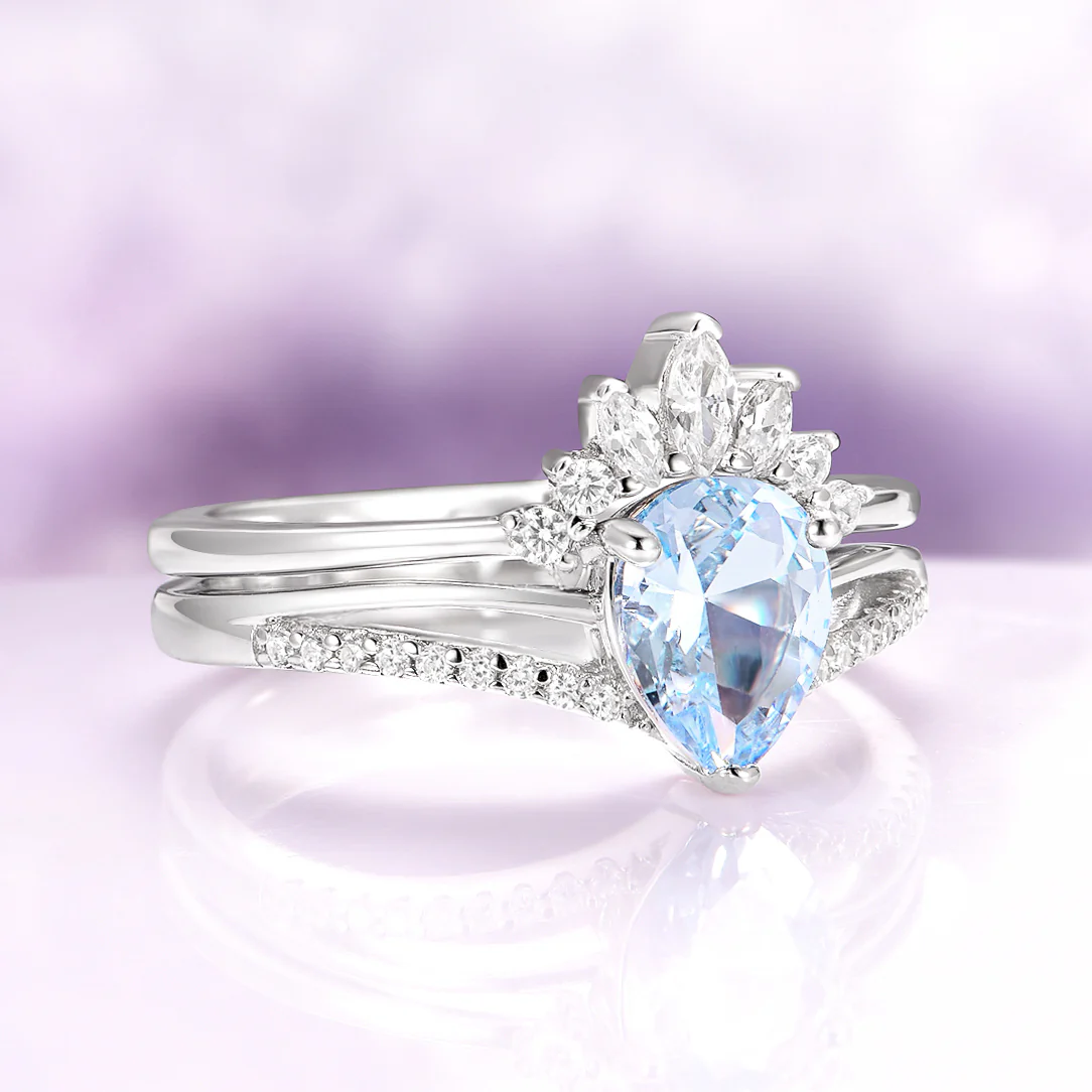 Dakota Teardrop Aquamarine Ring Set in Sterling Silver - Image 4