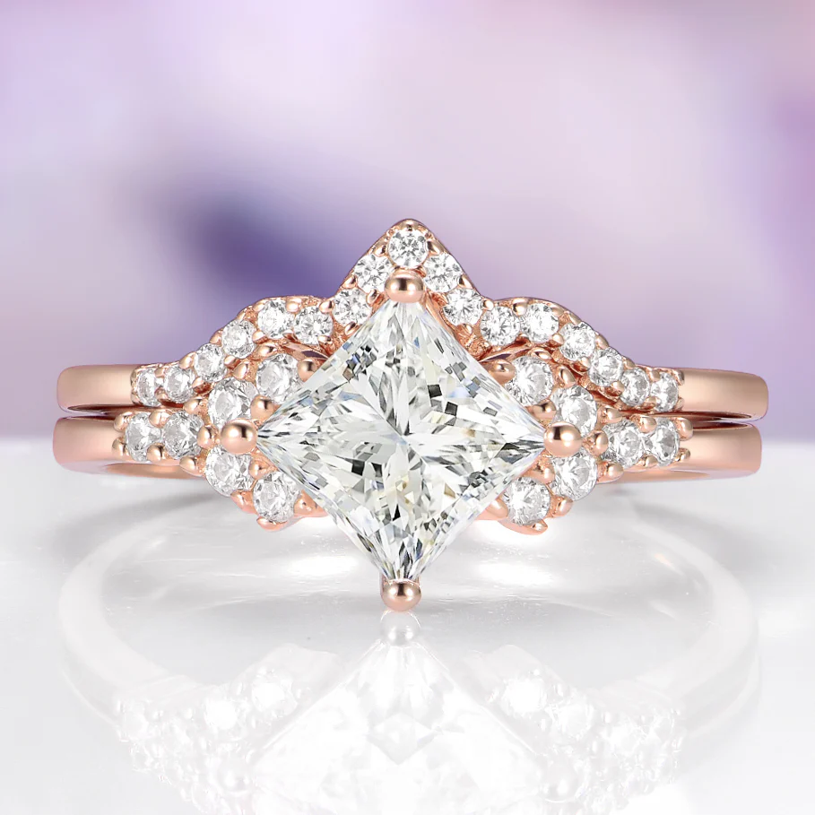 Ellie Lab-Grown Diamond Engagement Ring Set in Solid 14K Rose Gold (IGI Certified)