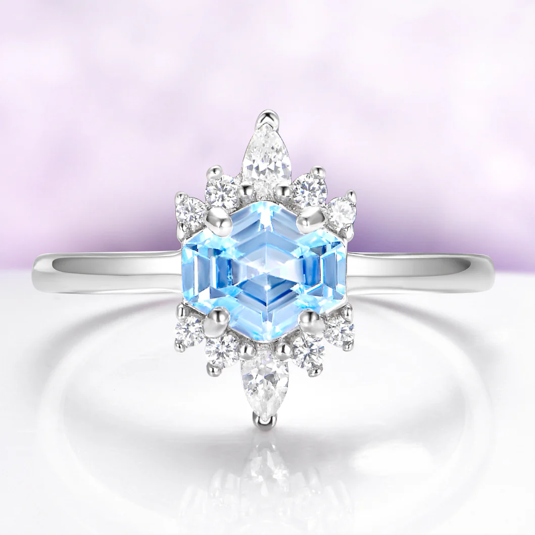 East West Aquamarine Ring in Sterling Silver