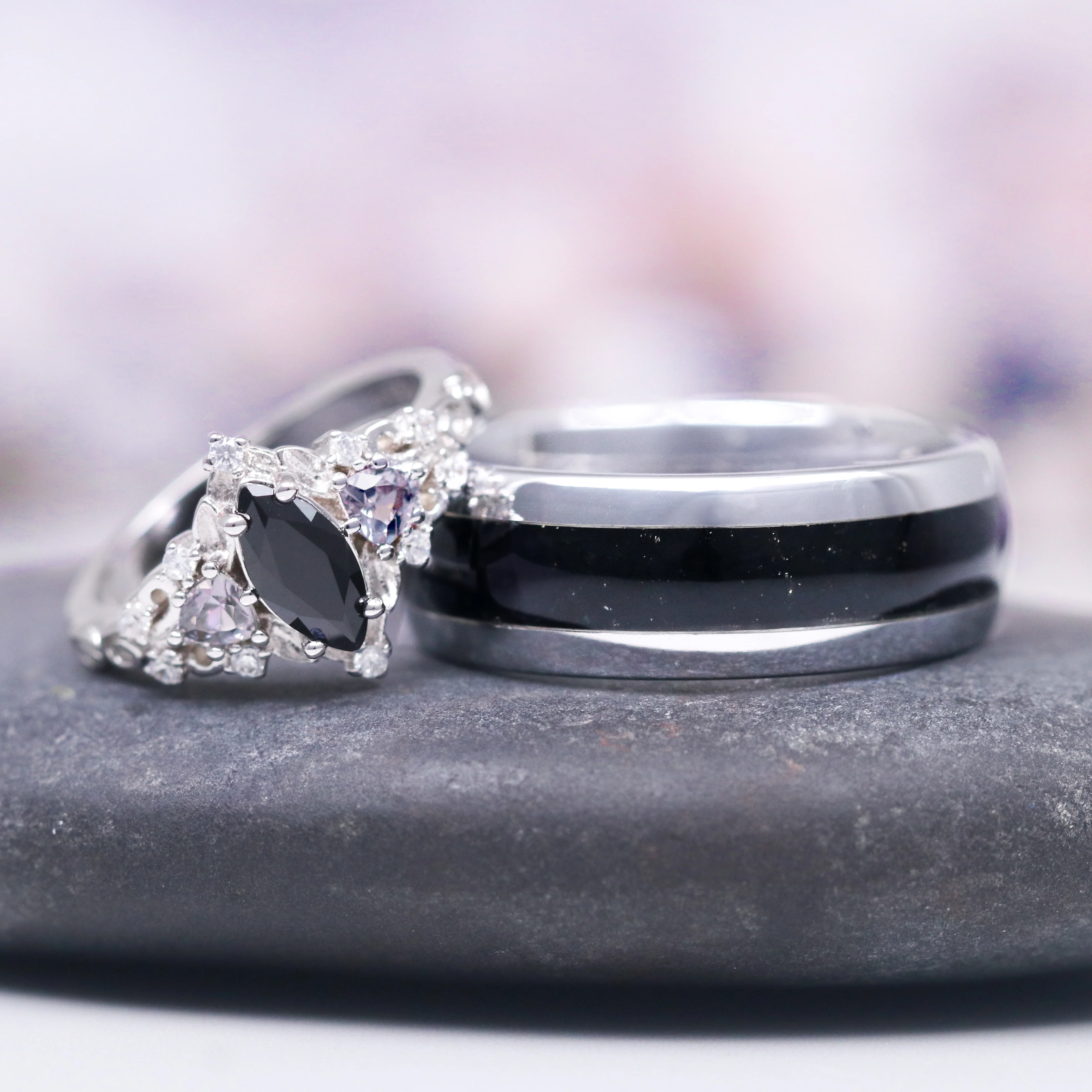 Elain Black Onyx Dark Fairy Leaf Ring in Sterling Silver - Image 3