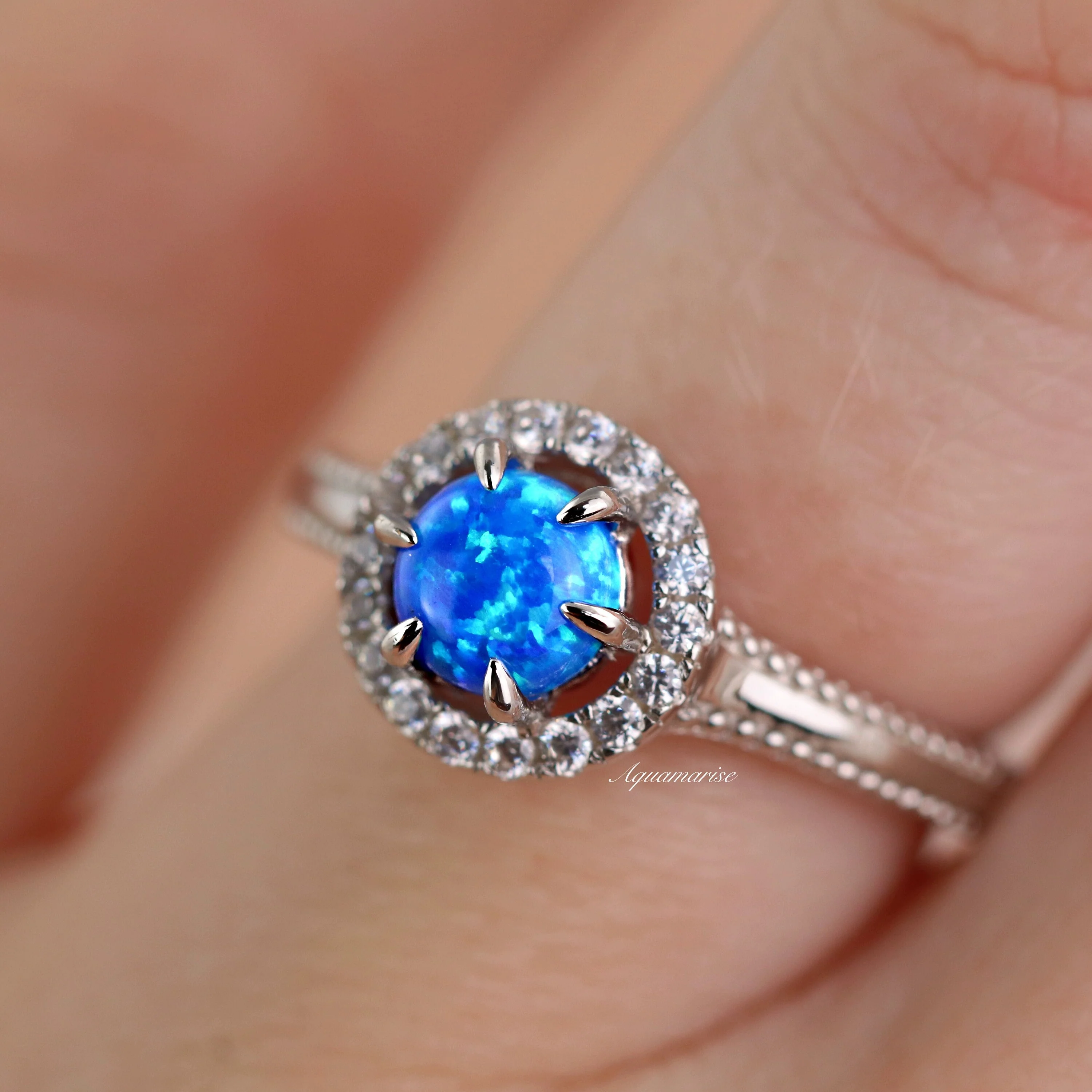 Ella Blue Fire Opal Ring in Sterling Silver - Image 4