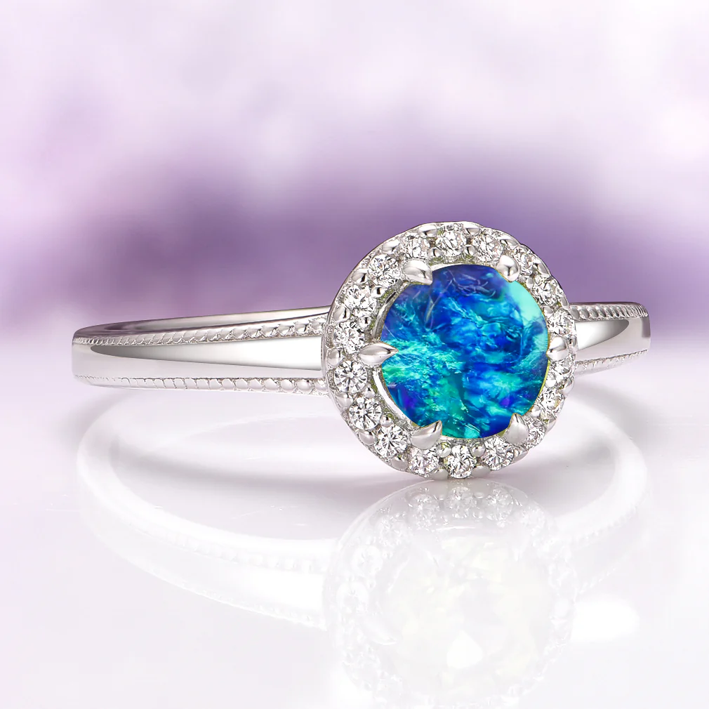 Ella Blue Fire Opal Ring in Sterling Silver - Image 5