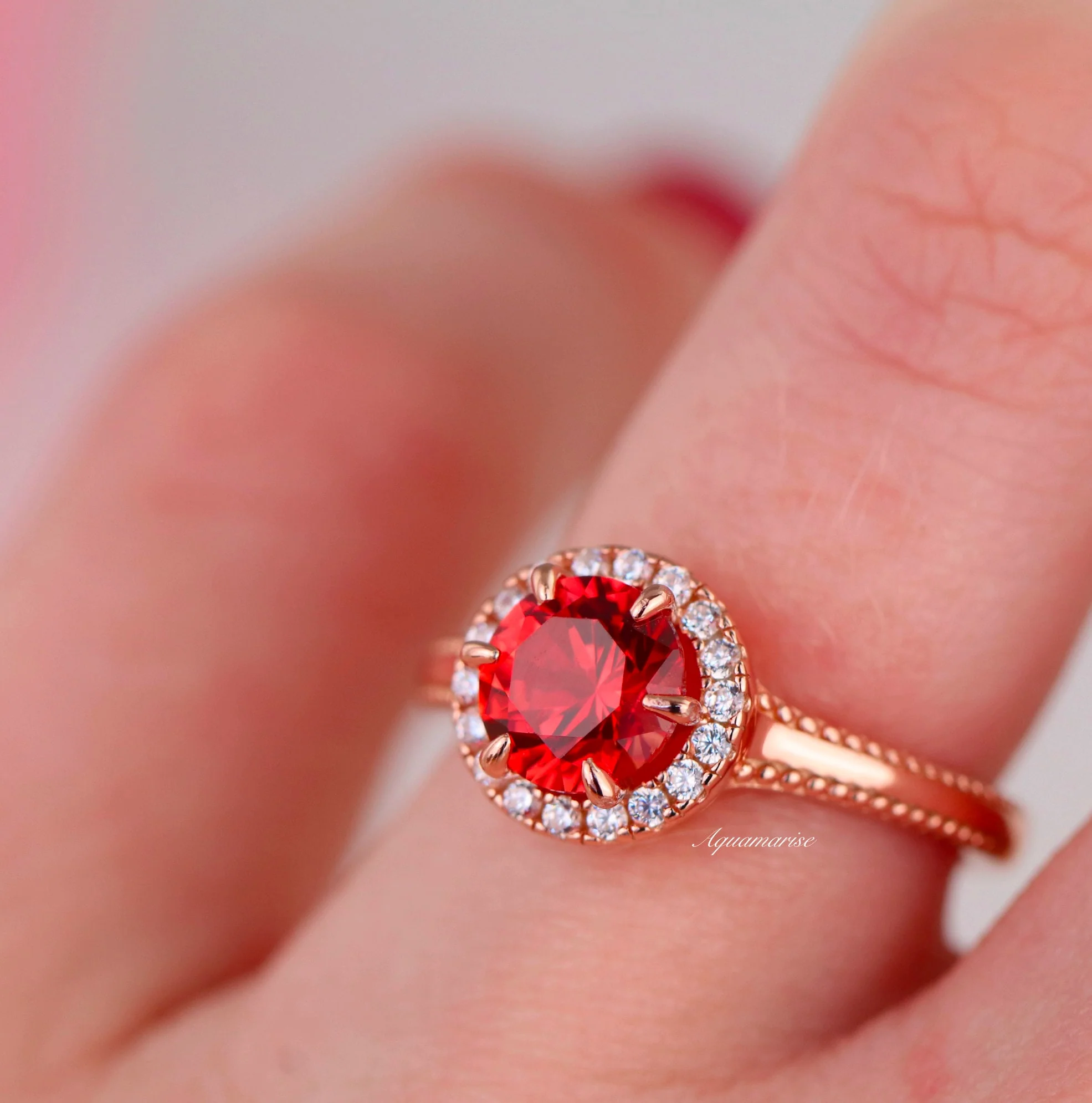 Ella Padparadscha Sapphire Ring in 14K Rose Gold Vermeil - Image 3