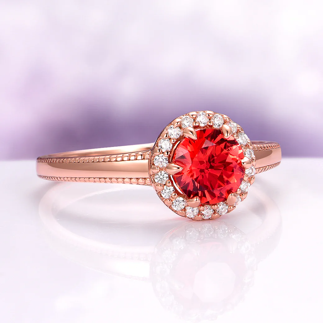Ella Padparadscha Sapphire Ring in 14K Rose Gold Vermeil - Image 4