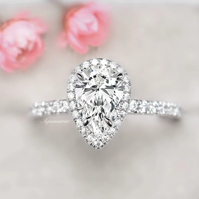 Elodie Moissanite Engagement Ring in 14K White Gold - Image 3