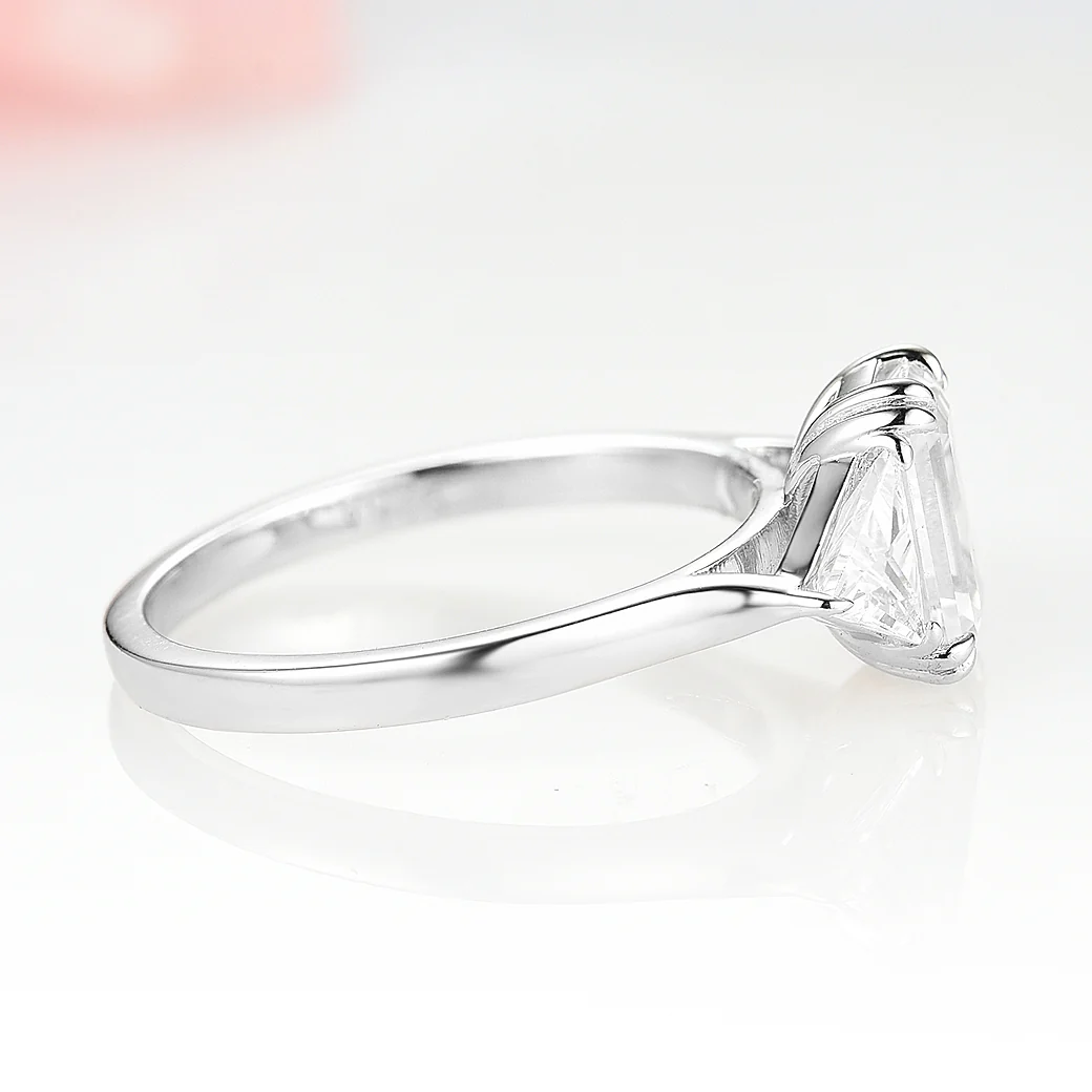 Emerald Cut Moissanite Engagement Ring in 14K White Gold - Image 5