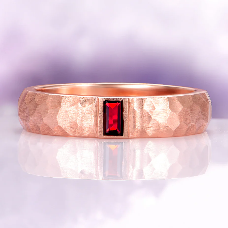 Garnet Wedding Band in 14K Solid Rose Gold (5.5mm)