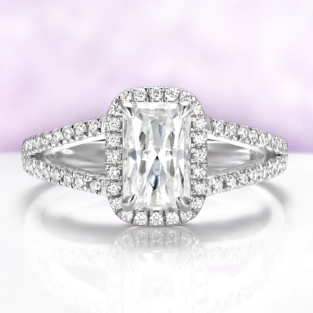 Emerald Cut Lab-Grown Diamond Engagement Ring in 14K White Gold (IGI Certified)