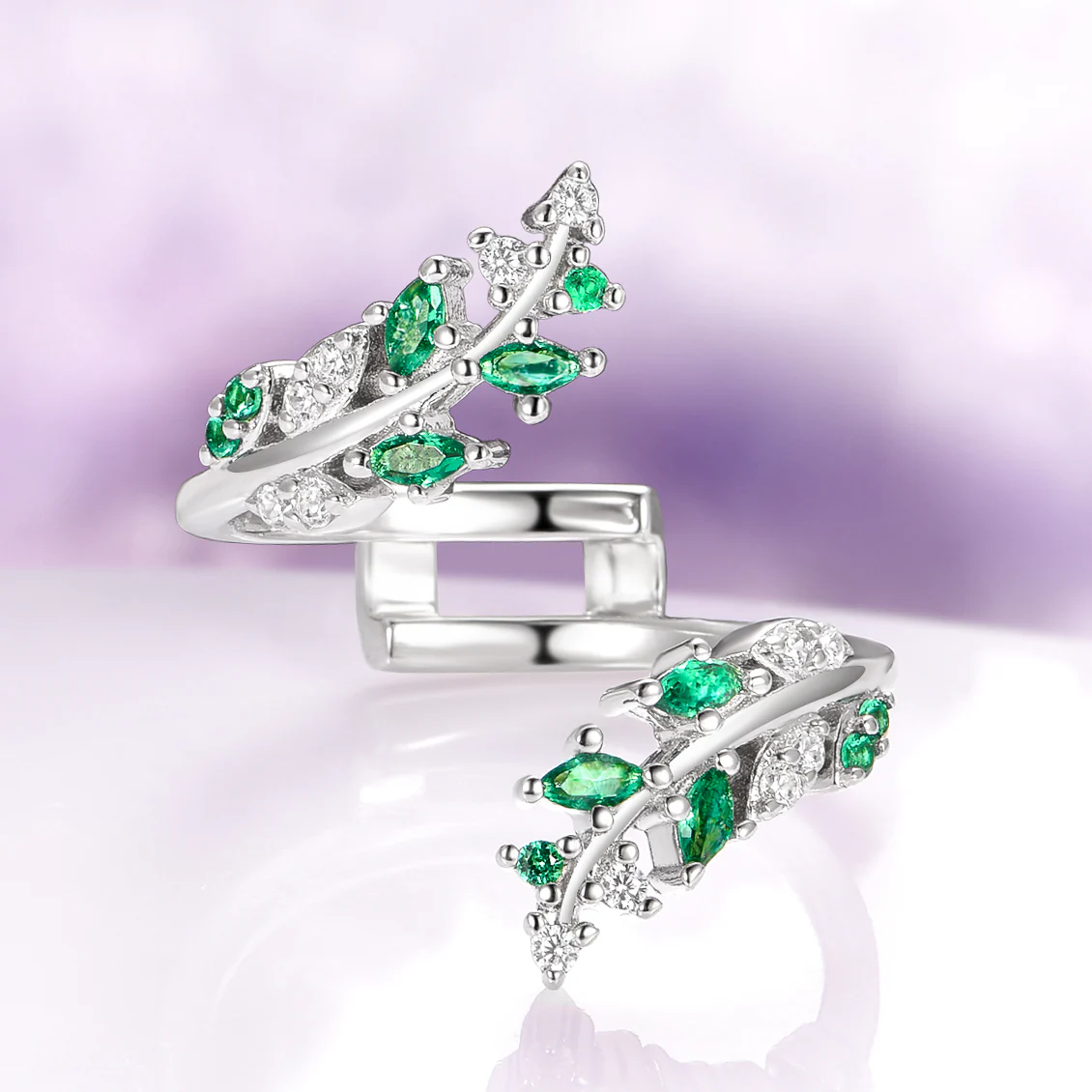 Mystic Topaz & Galaxy Opal Leaf Couples Ring Set - Image 11