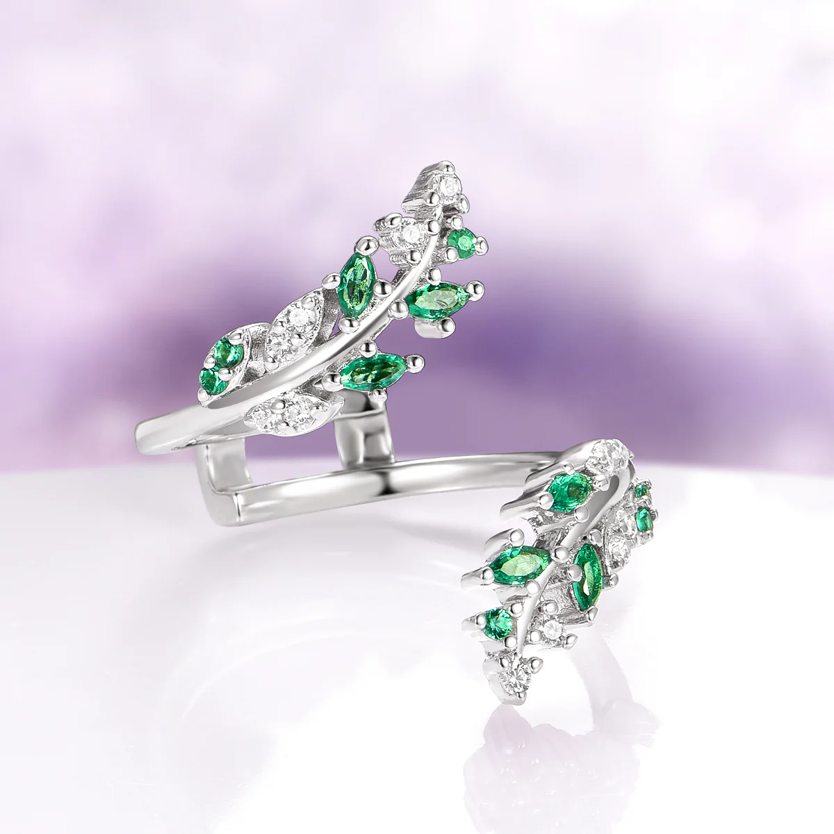 Mystic Topaz & Galaxy Opal Leaf Couples Ring Set - Image 10