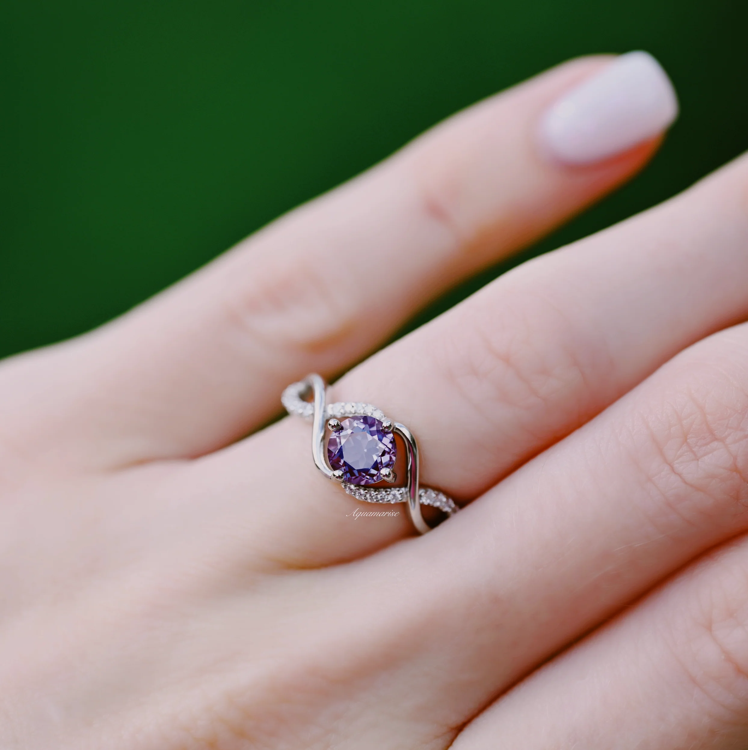Entwined Teal & Purple Alexandrite Ring- Sterling Silver - Image 6
