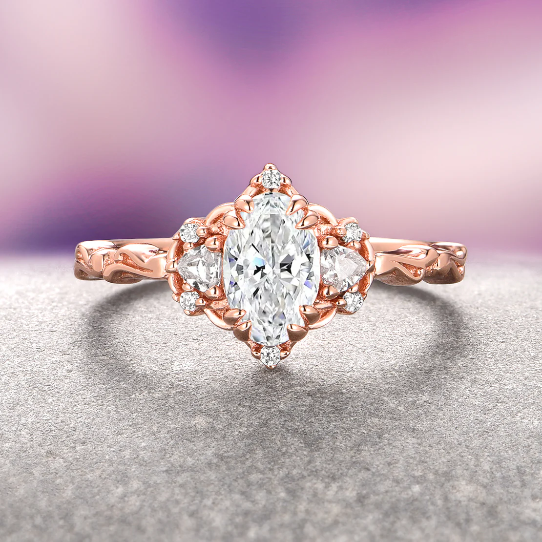 Esme Moissanite Engagment Ring- 14K Solid Rose Gold