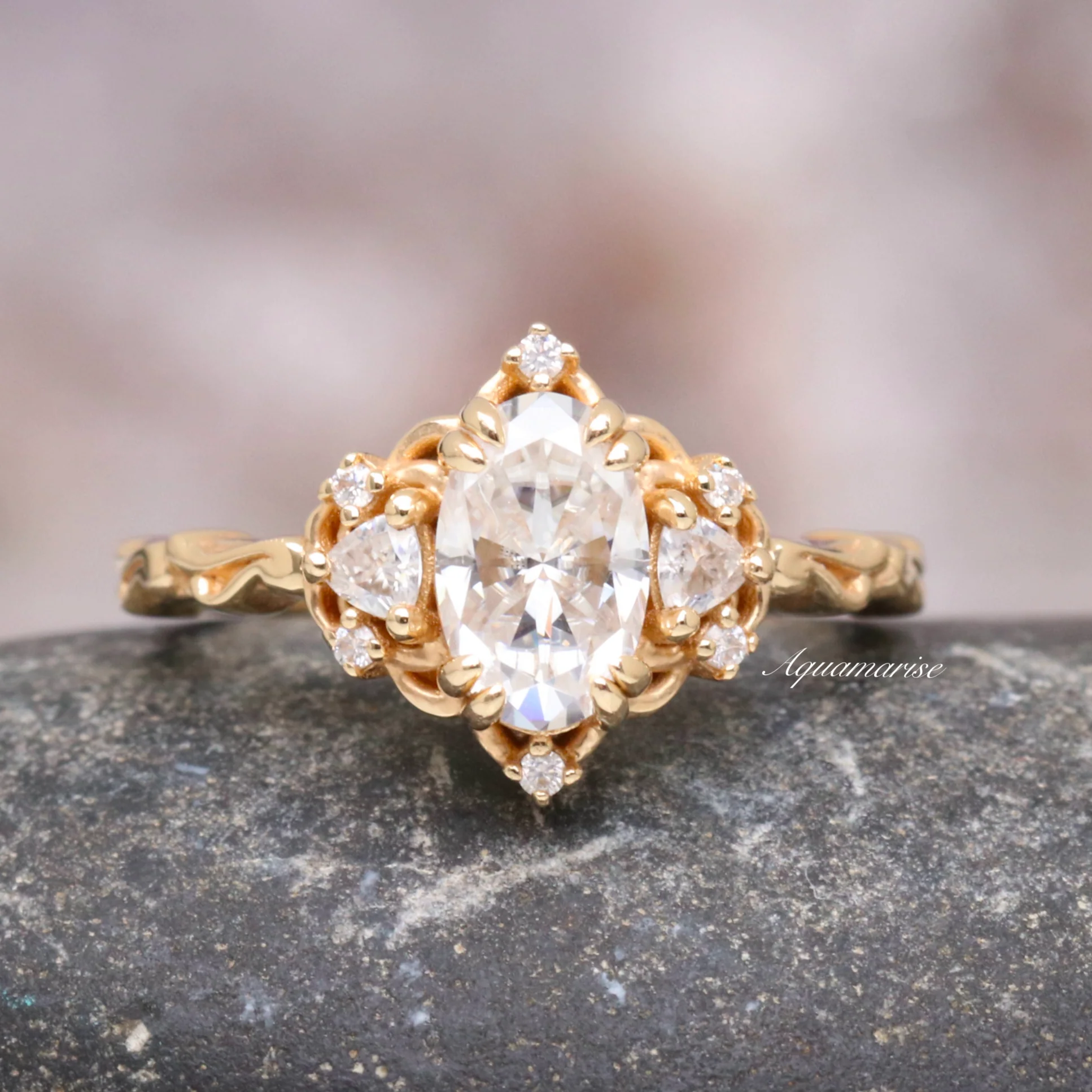 Esme Lab-Grown Diamond Engagement Ring in 14K Solid Yellow Gold (IGI Certified) - Image 2