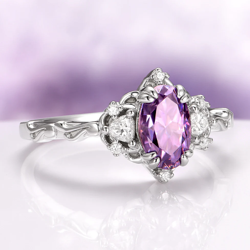 Esme Lavender Moissanite Ring in Sterling Silver - Image 6