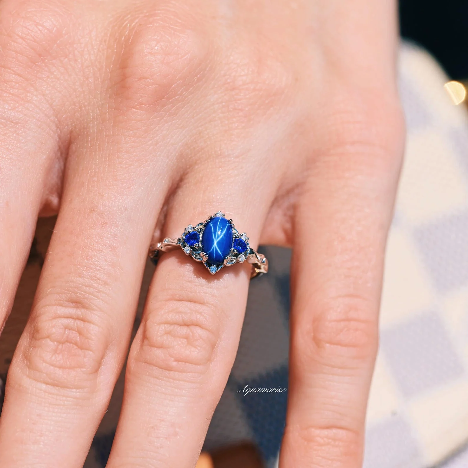 Esme Natural Star Sapphire Engagement Ring in Sterling Silver - Image 3