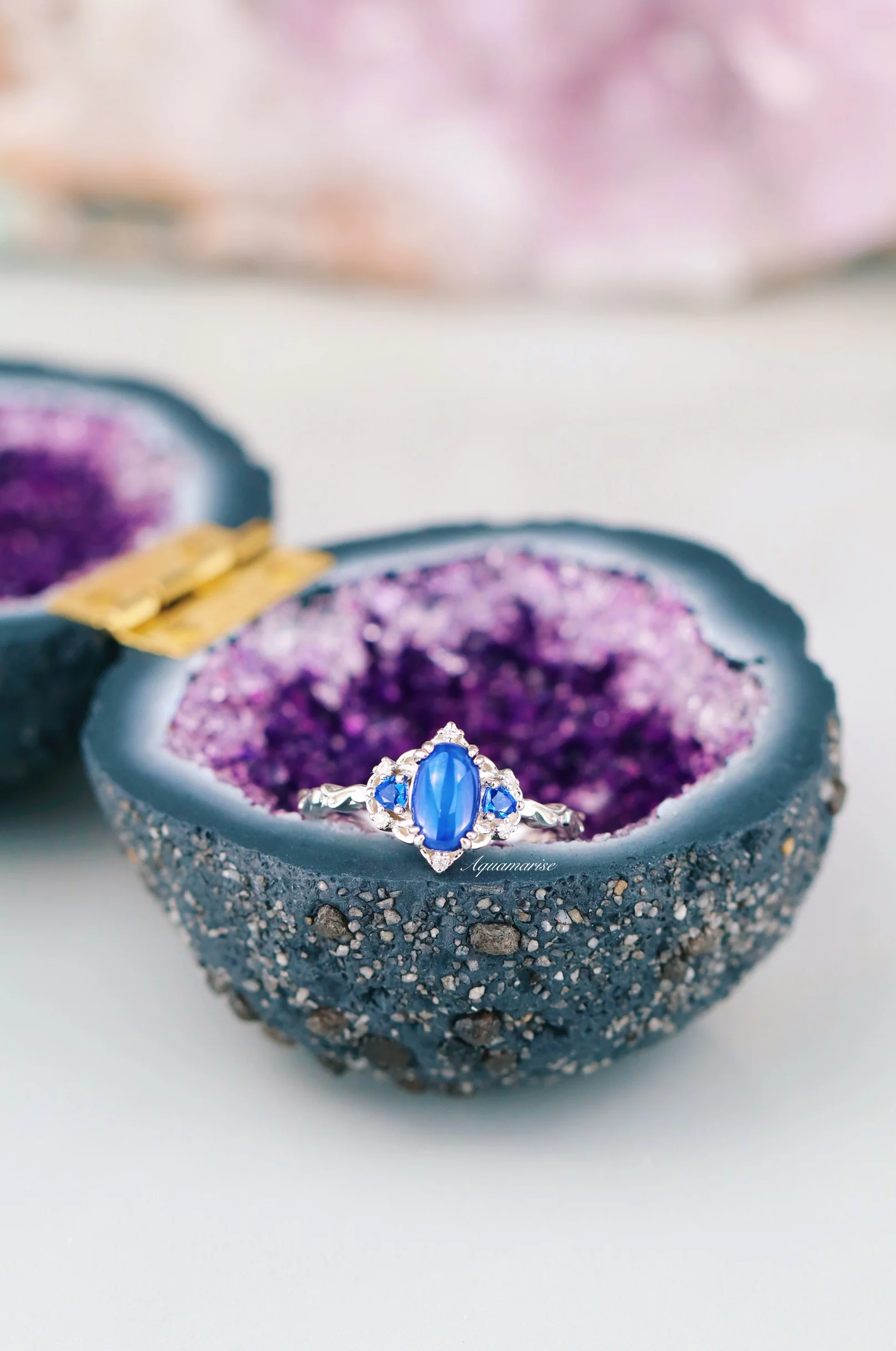 Esme Natural Star Sapphire Engagement Ring in Sterling Silver - Image 4