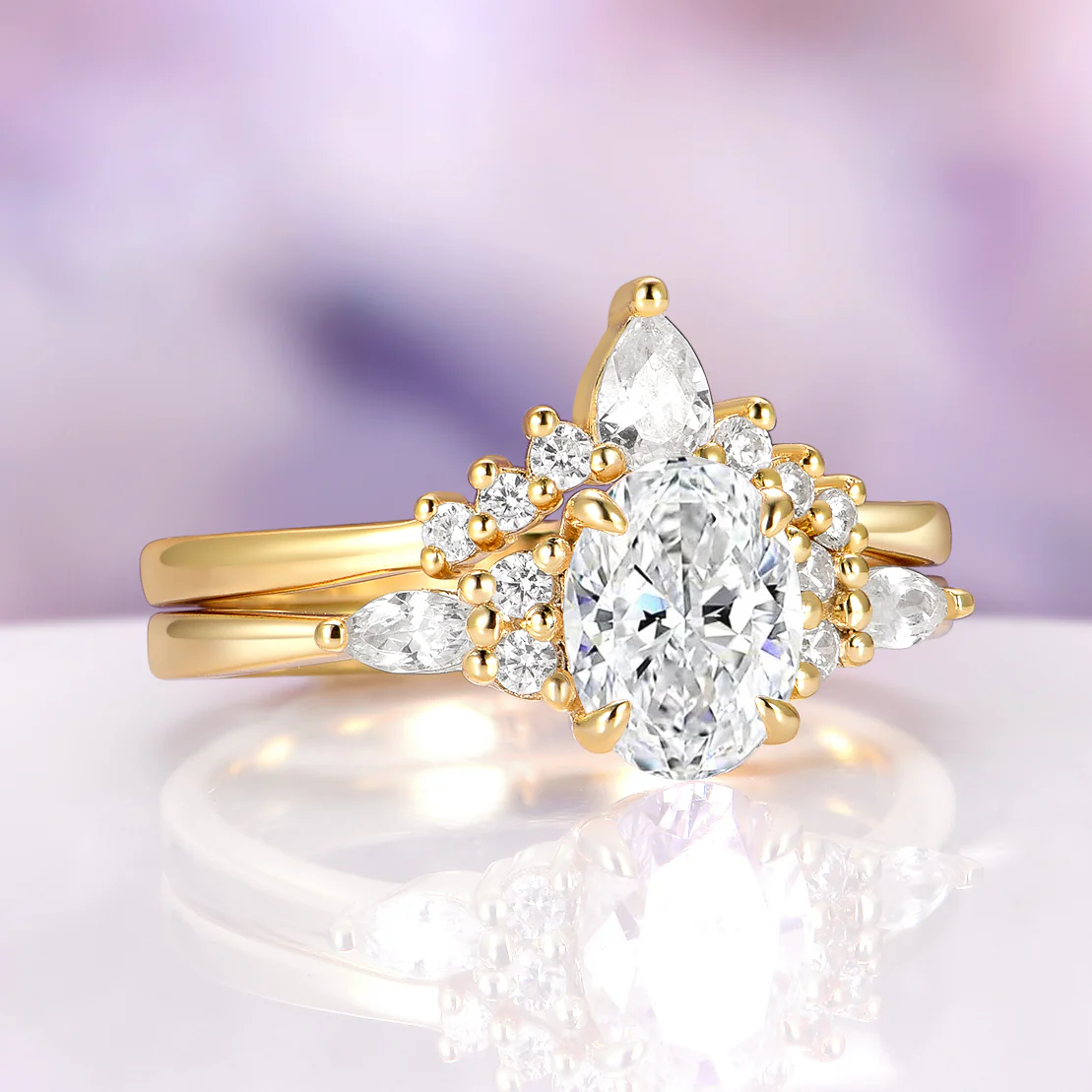 Estée Moissanite Engagement Ring in Solid 14K Yellow Gold - Image 2