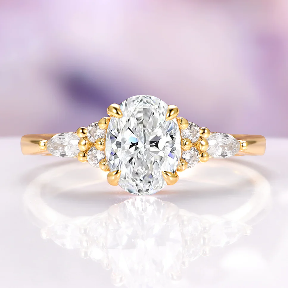 Estée Moissanite Engagement Ring in Solid 14K Yellow Gold