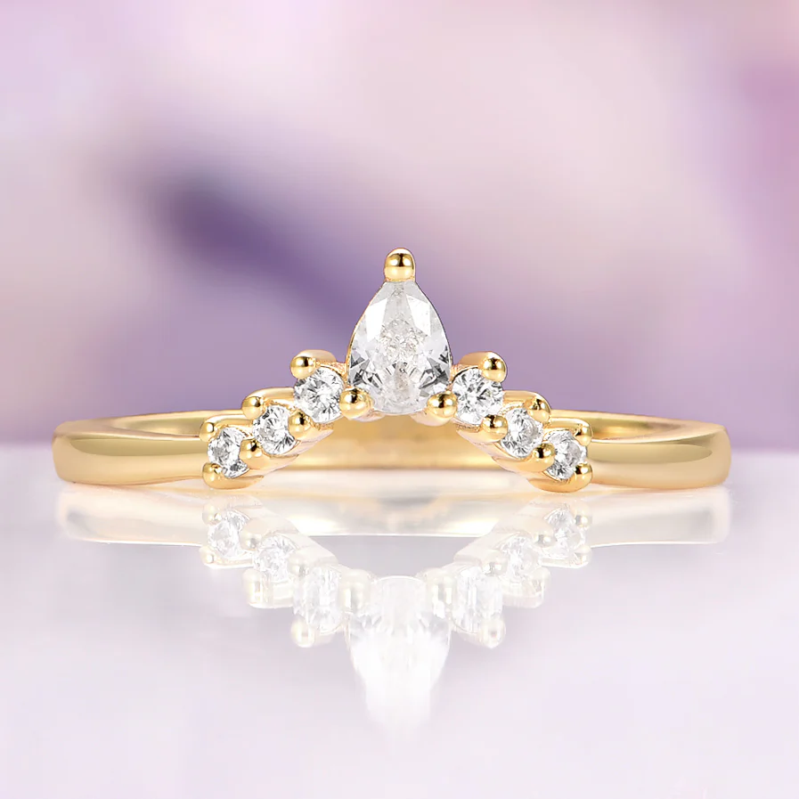 Diamond Stacking Wedding Band in Solid 14K Yellow Gold