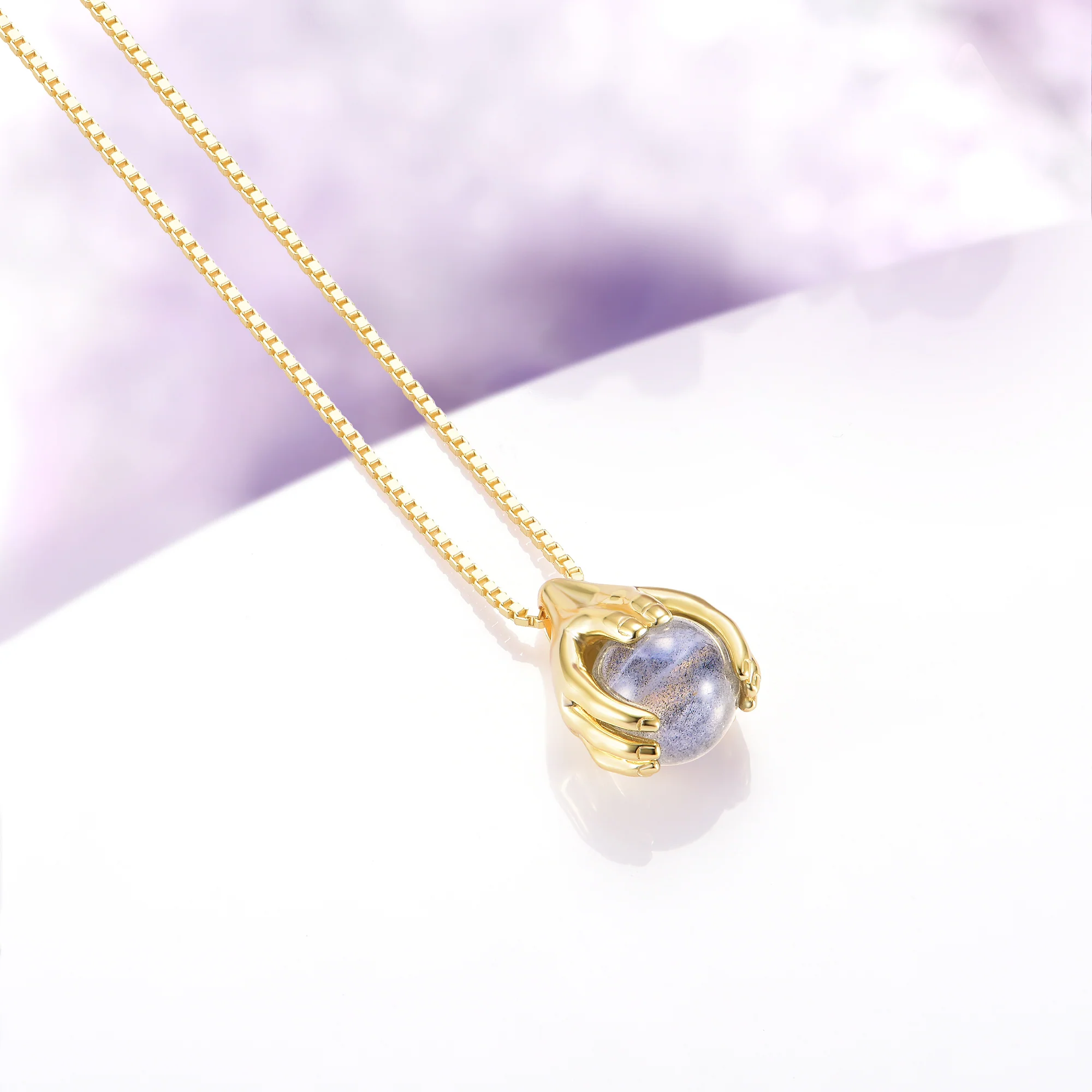 Ethereal Hold Labradorite Pendant Necklace in 14K Yellow Gold Vermeil - Image 2
