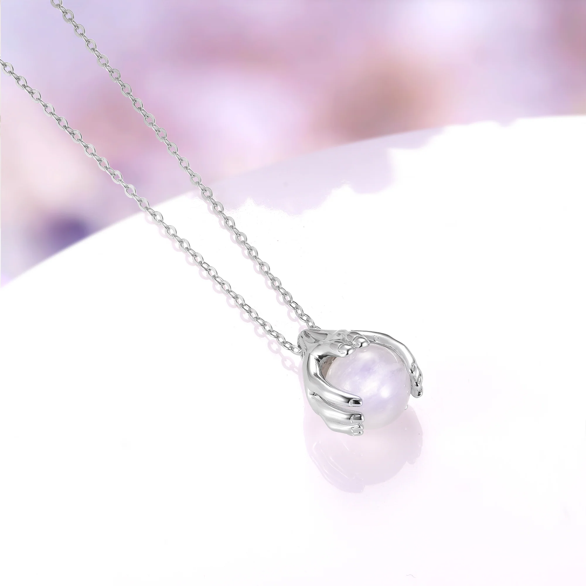 Ethereal Hold Moonstone Necklace in Sterling Silver - Image 2
