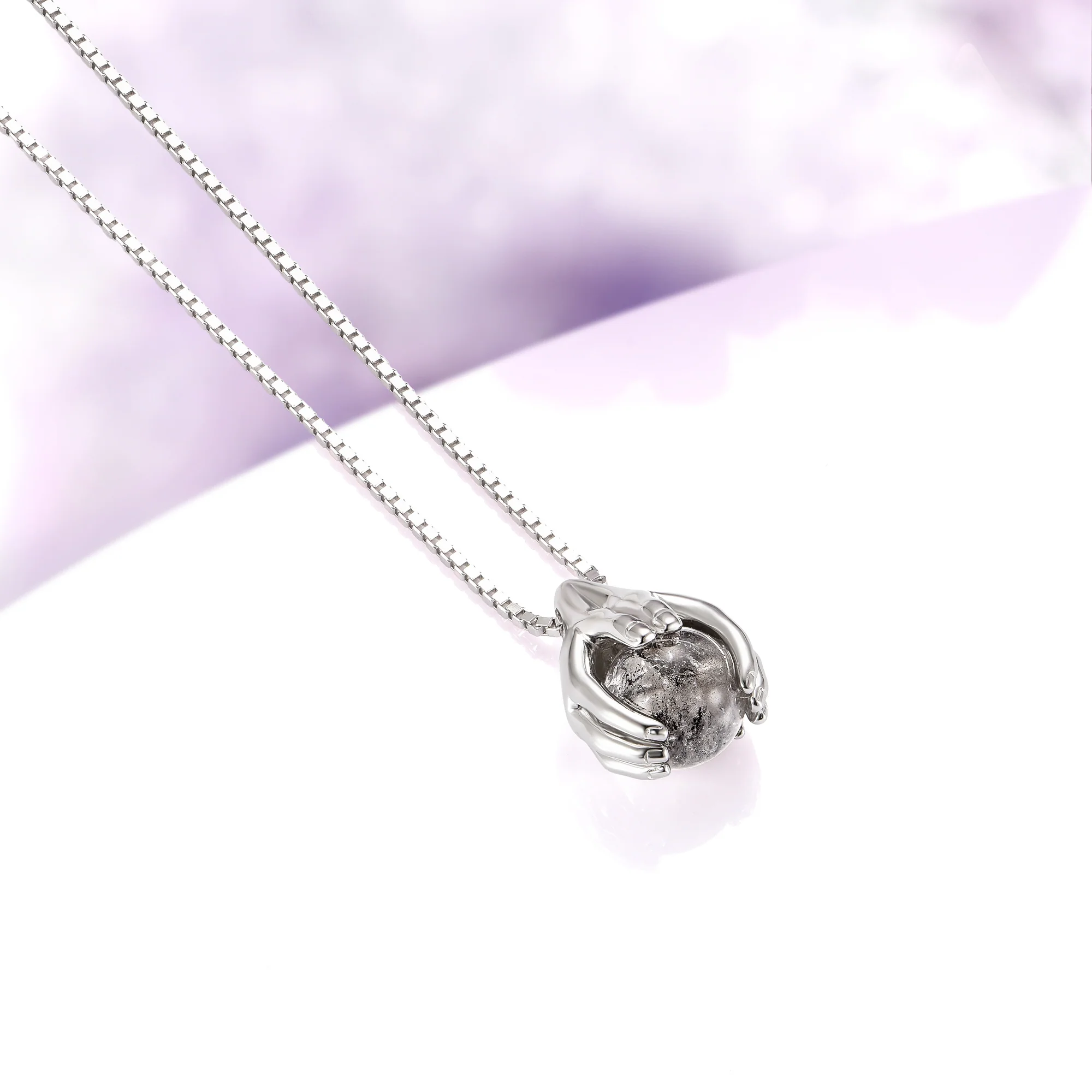Ethereal Hold Natural Herkimer Diamond Pendant Necklace in Sterling Silver - Image 2