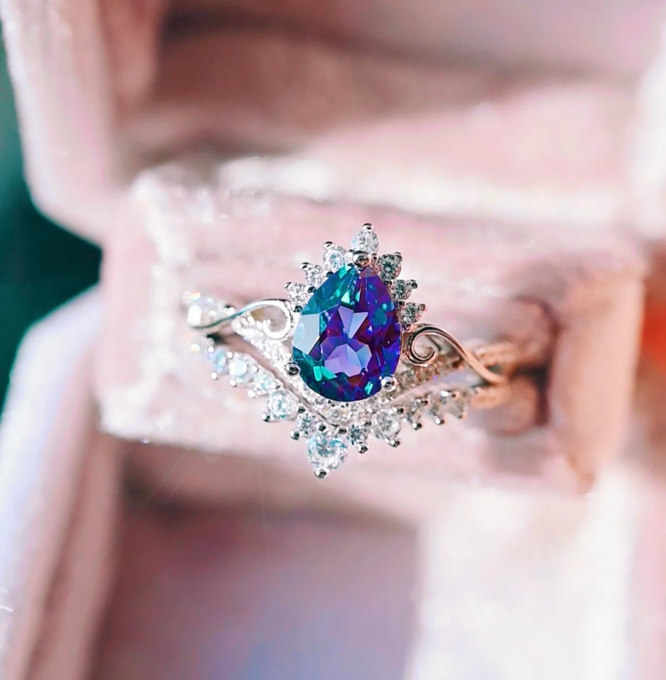 Faye Alexandrite Ring Set in Sterling Silver  (Two Piece) - Image 2
