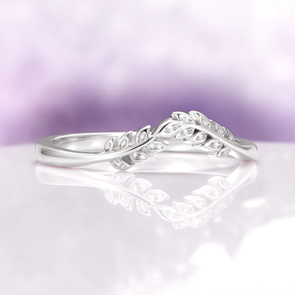 Filigree Leaf Wedding Band in Sterling Silver - Image 5