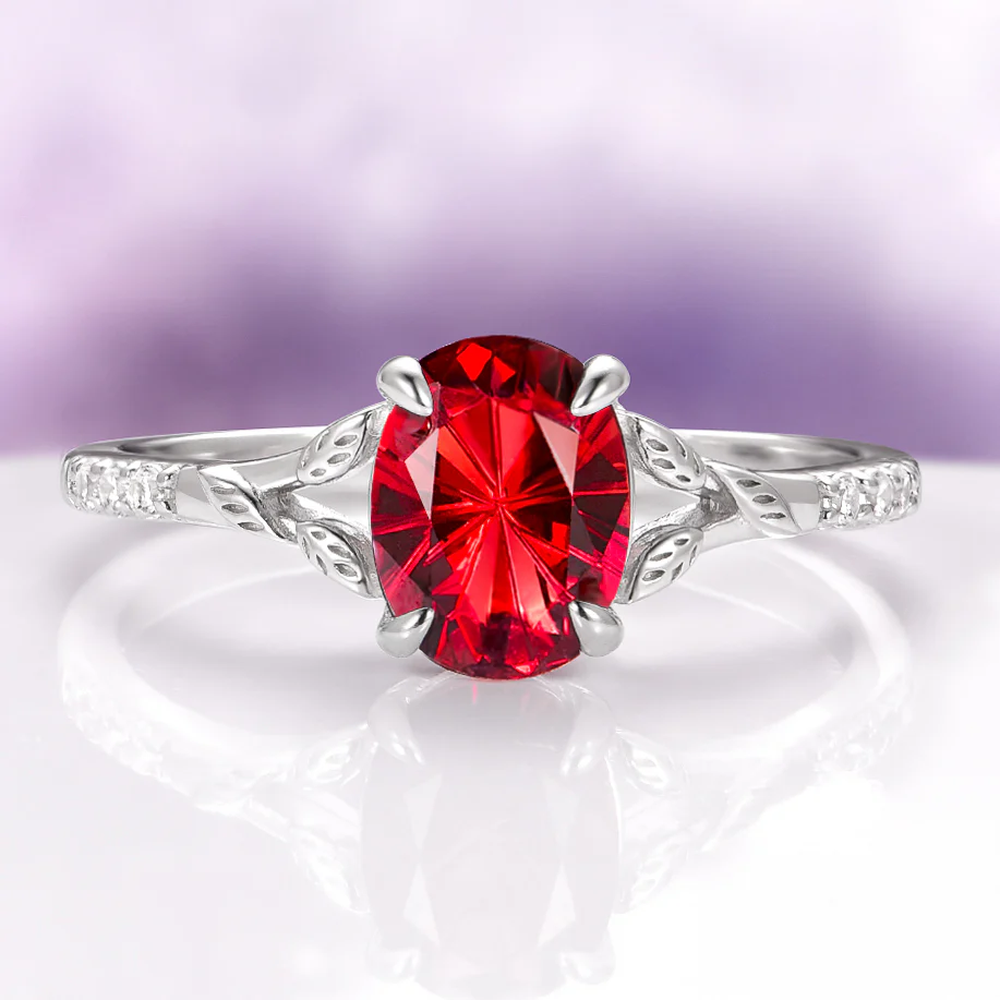 Unique Fireworks Cut Garnet & Whiskey Barrel Couples Ring Set - Image 11