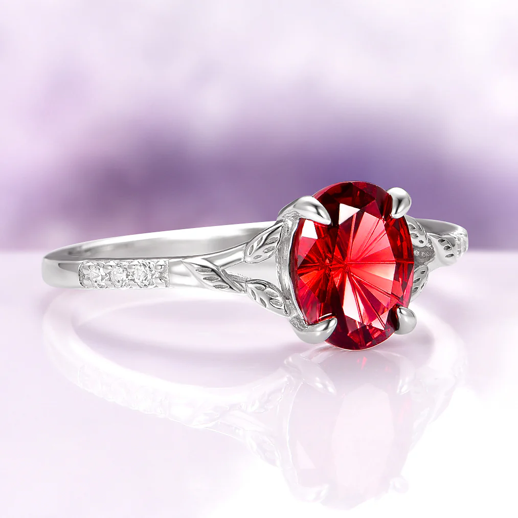 Unique Fireworks Cut Garnet & Whiskey Barrel Couples Ring Set - Image 10