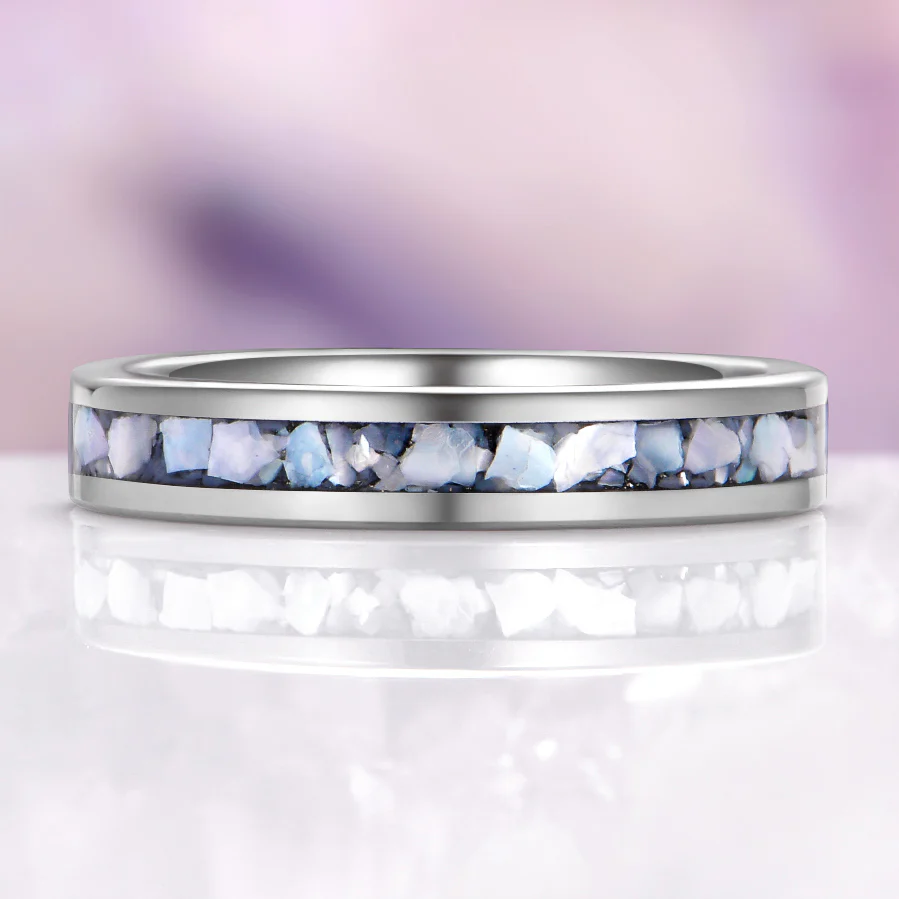 Mother of Pearl Wedding Band in Tungsten (4mm)