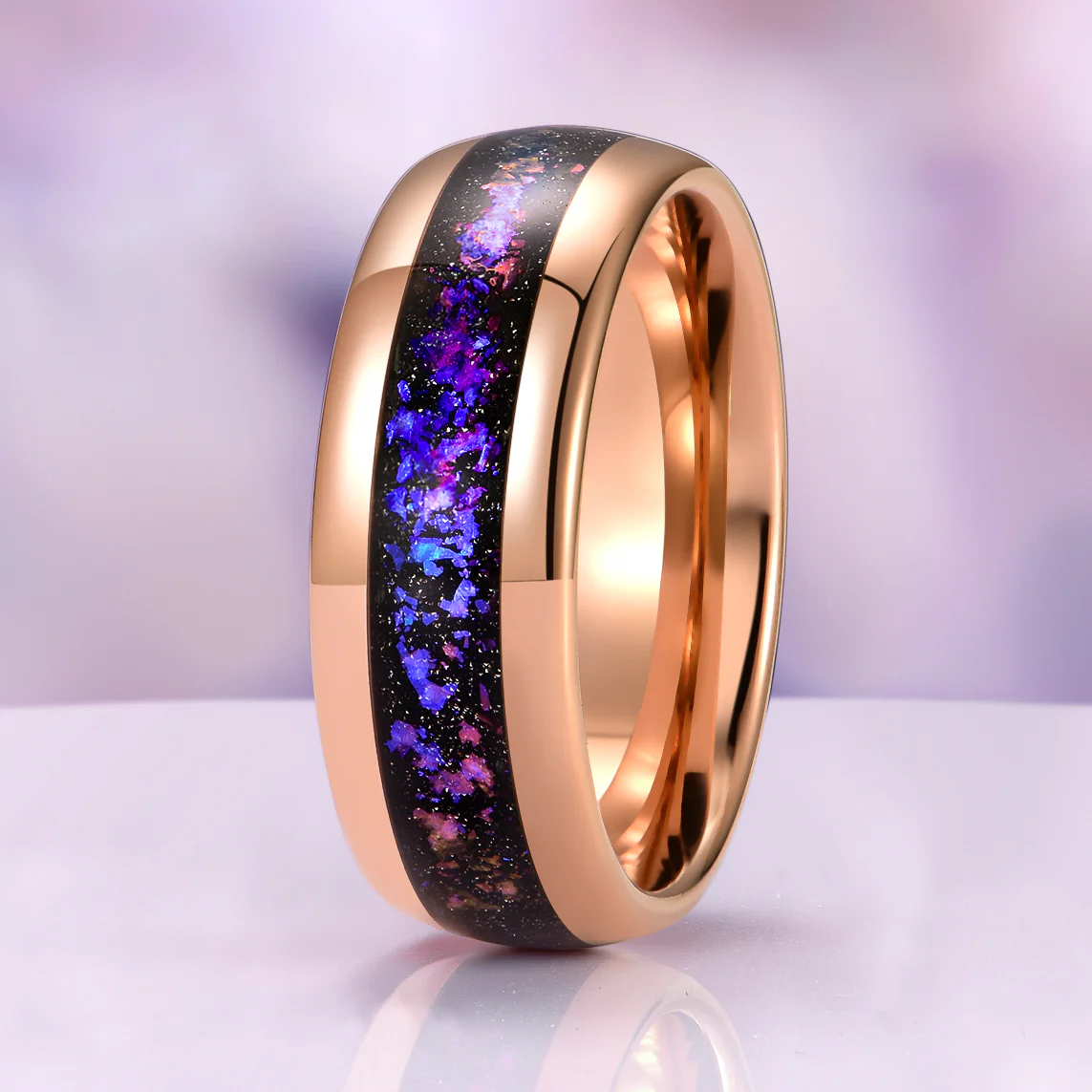 Orion Nebula™ & Cornflower Sapphire Leaf Couples Ring Set - Image 8