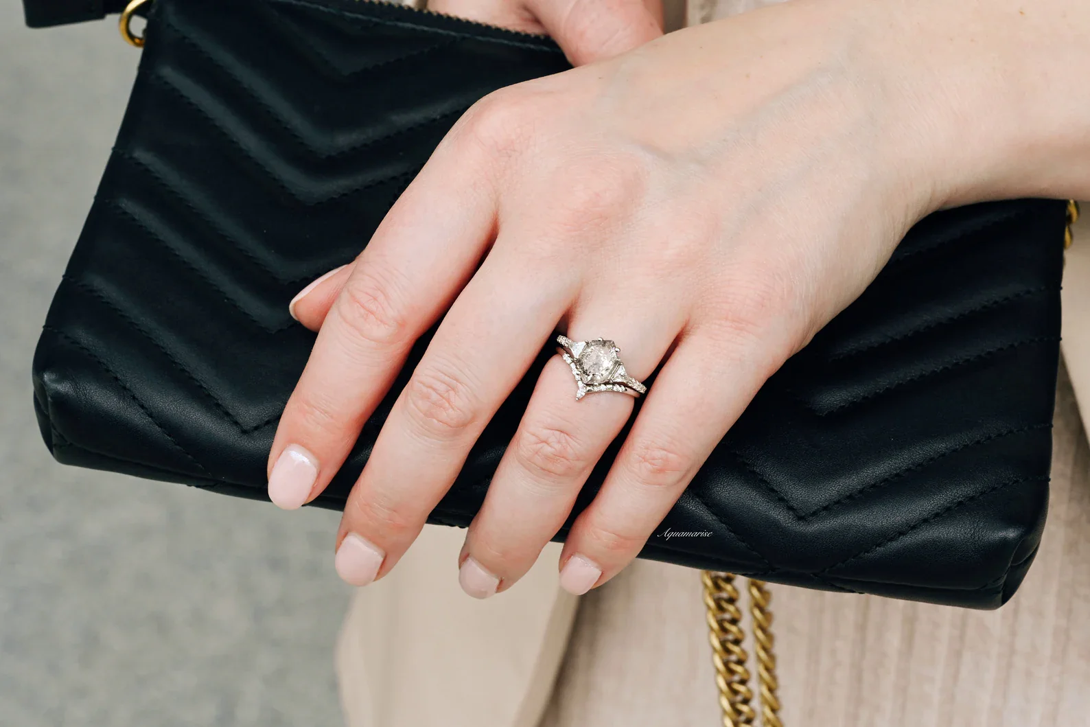 Natural Herkimer Diamond Hexagon Ring Set in Sterling Silver - Image 7