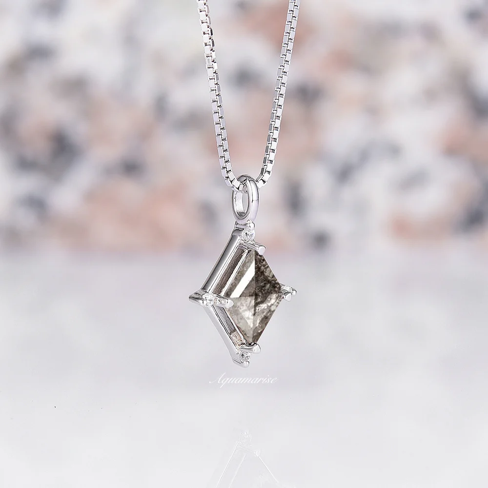 Galaxy Salt and Pepper Diamond Necklace in Sterling Silver (Herkimer Diamond) - Image 4