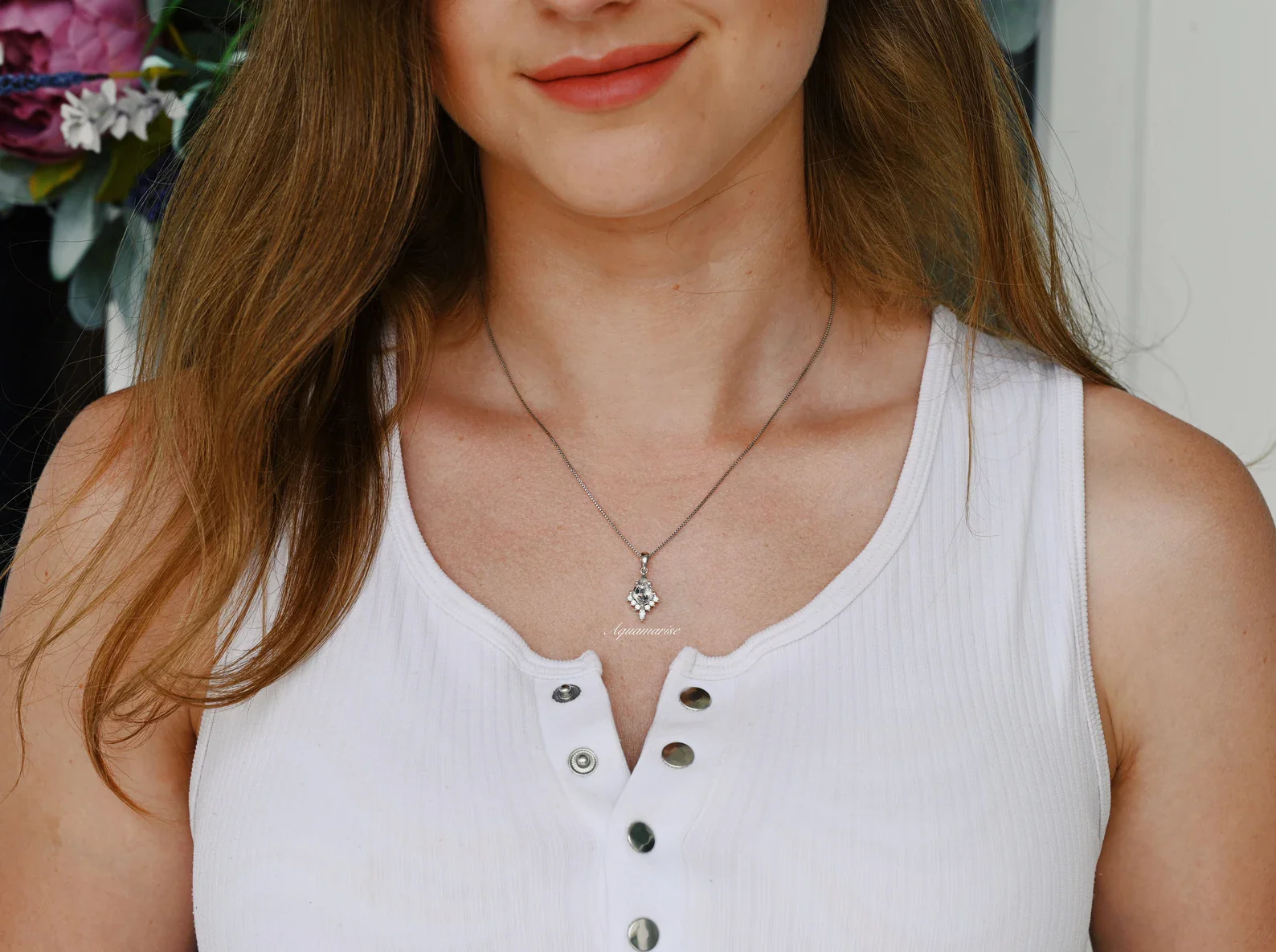 Galaxy Raw Salt & Pepper Diamond (Herkimer Diamond) Pendant Necklace in Sterling Silver - Image 4