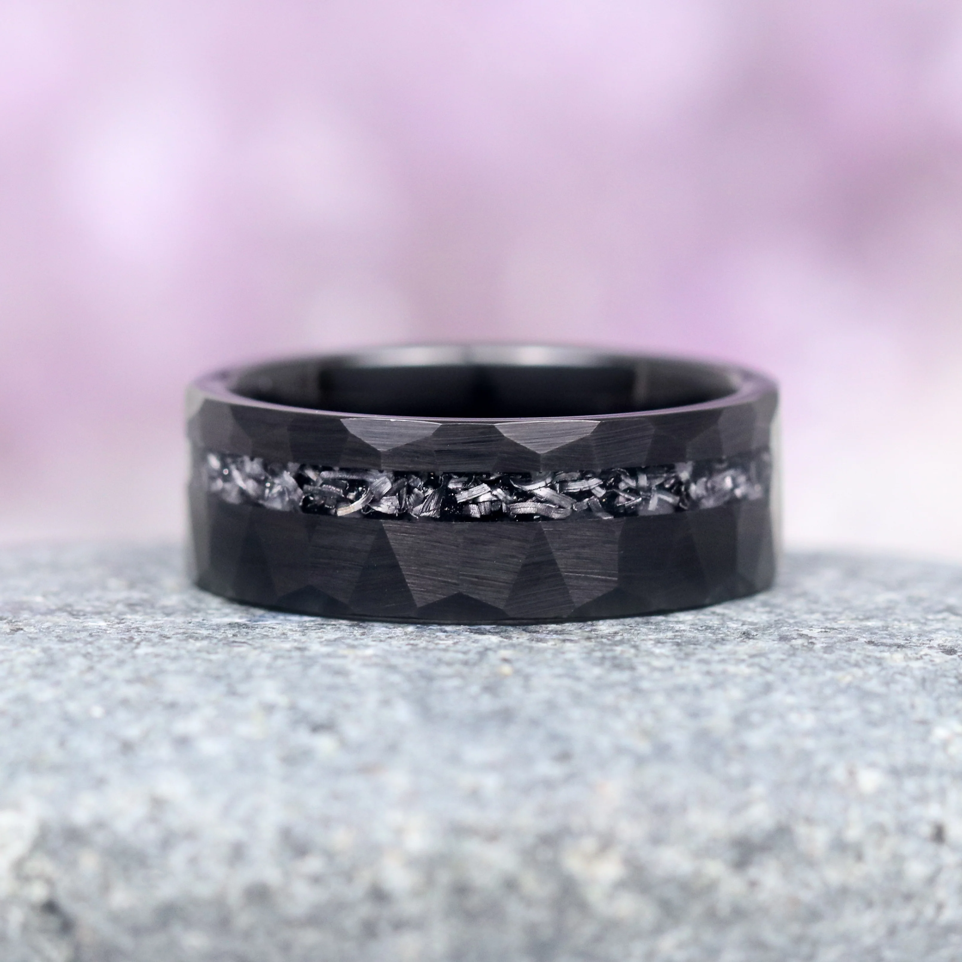 Galaxy Salt & Pepper (Herkimer) Diamond & Meteorite Couples Ring Set - Image 3