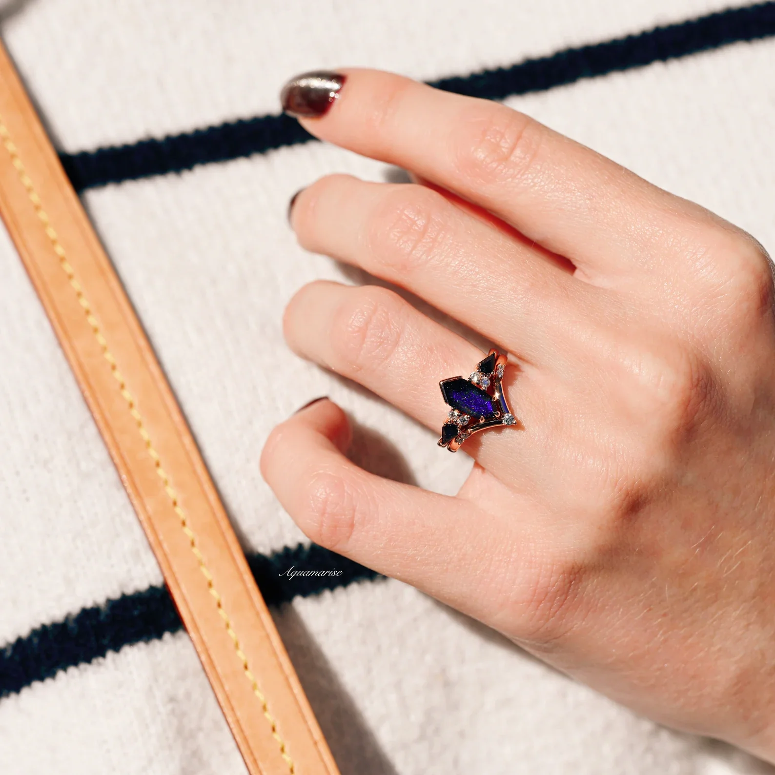 Galaxy Sandstone Starry Night Couples Ring Set - Image 5
