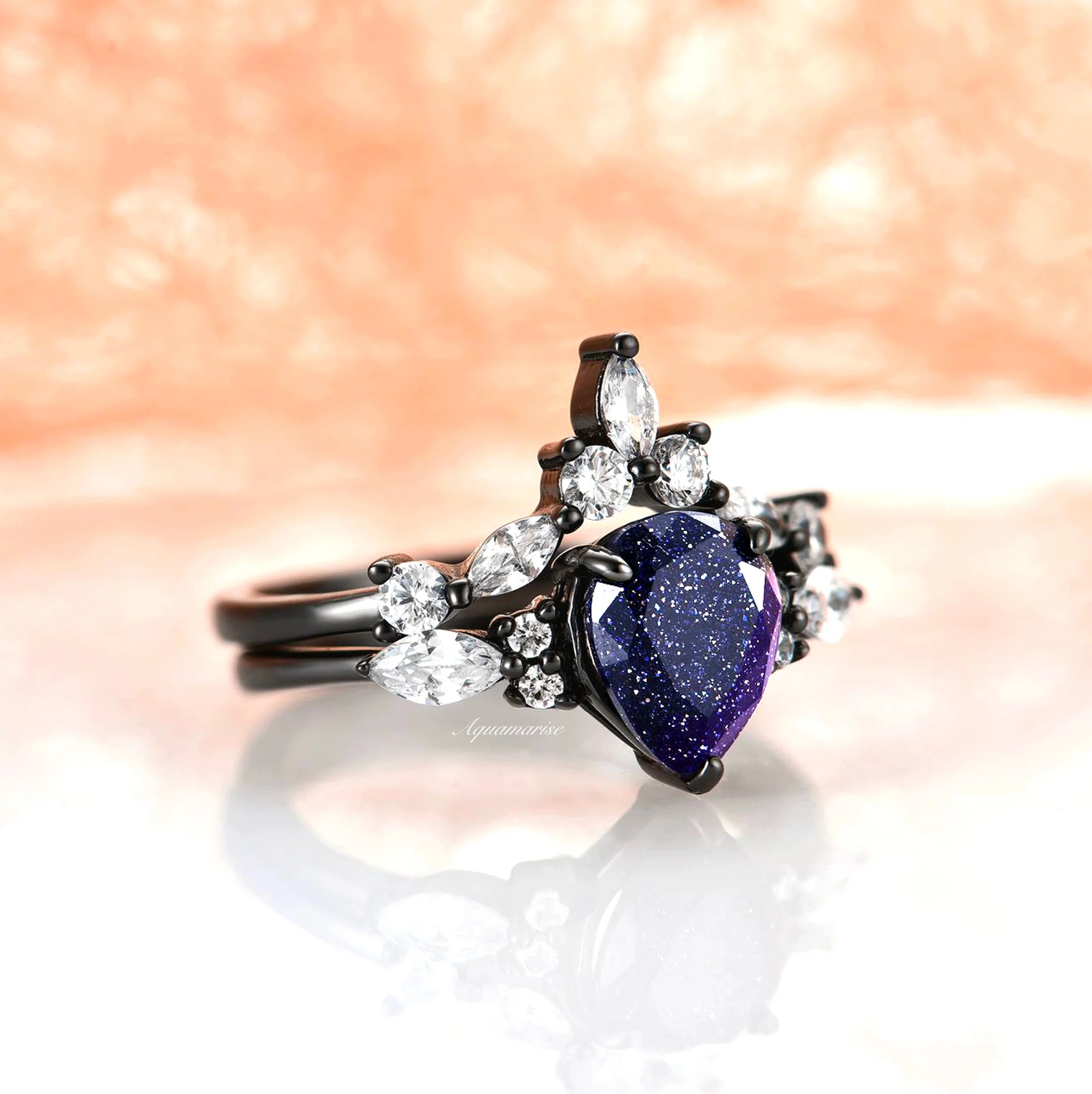 Evelyn Starry Night Ring Set in Black Ruthenium - Image 6