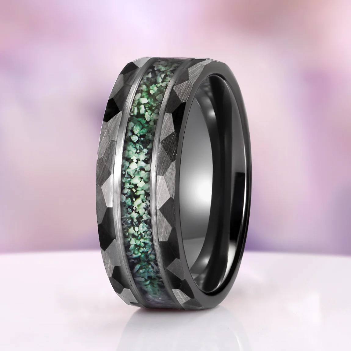 Green Moss Agate Twirl Couples Ring Set - Image 6