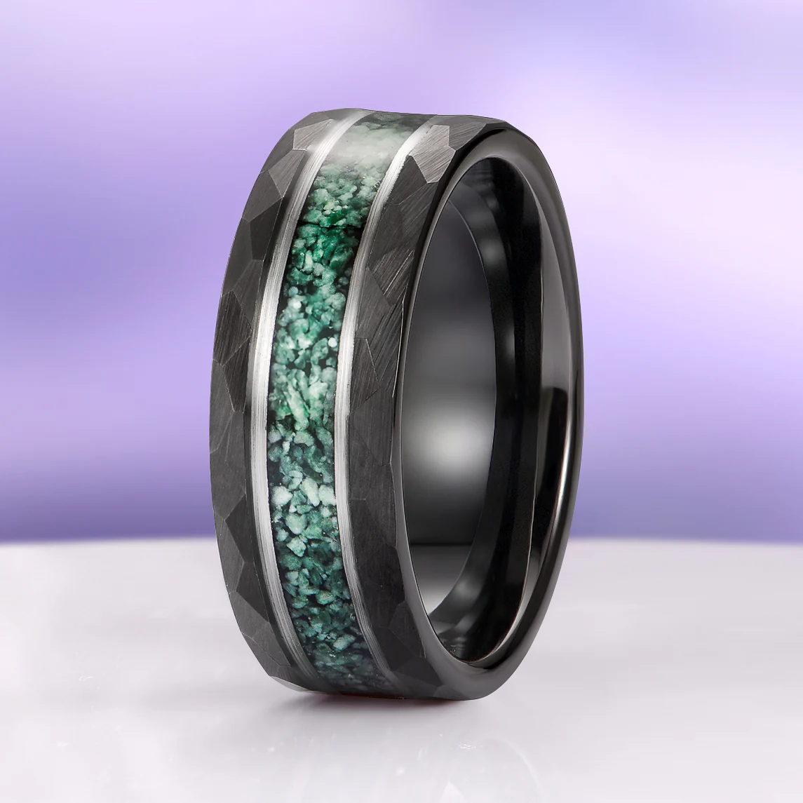 Green Moss Agate Twirl Couples Ring Set - Image 4