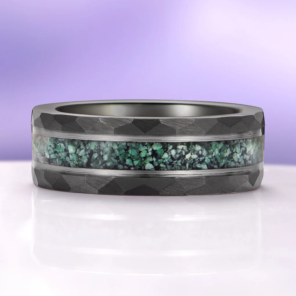 Green Moss Agate Twirl Couples Ring Set - Image 5
